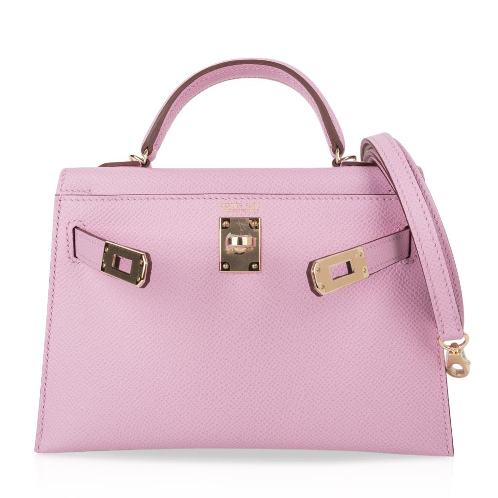 Women's Hermes Kelly 20 Sellier Mini Kelly II Mauve Sylvestre Epsom Permabrass Hardware