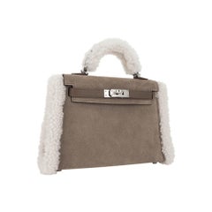 Hermes Kelly 20 Teddy Pluch Gris Caillou Grizzly Shearling