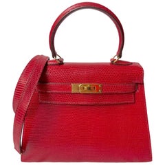 Hermès Kelly Pochette Lizard Ficelle PHW - Kaialux