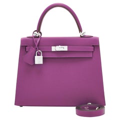 Hermès Kelly 25 Anemone Epsom Sellier Orchidee lila Umhängetasche NEU