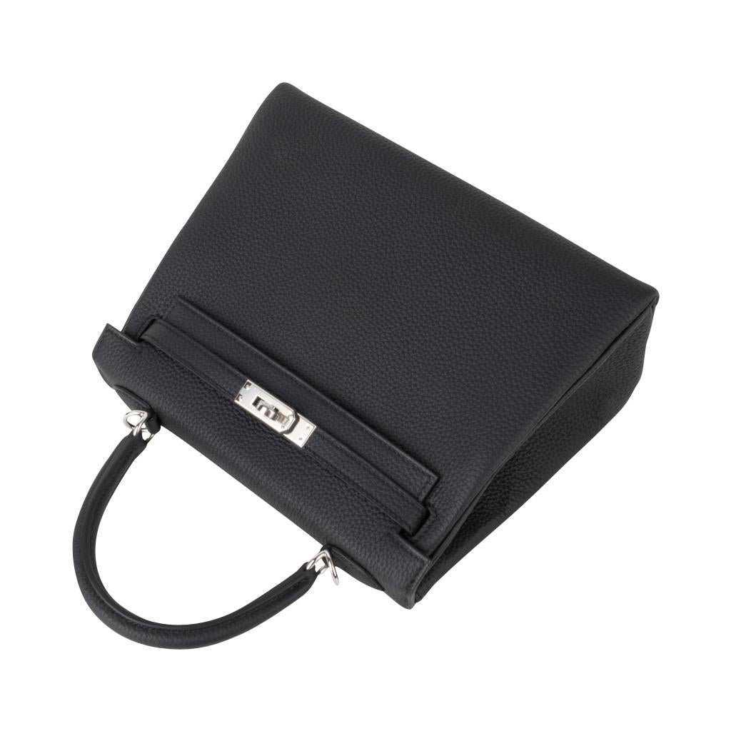 Hermes Kelly 25 Bag Retourne Black Togo Palladium Hardware In New Condition In Miami, FL