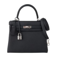 Hermes Kelly 25 Bag Retourne Black Togo Palladium Hardware