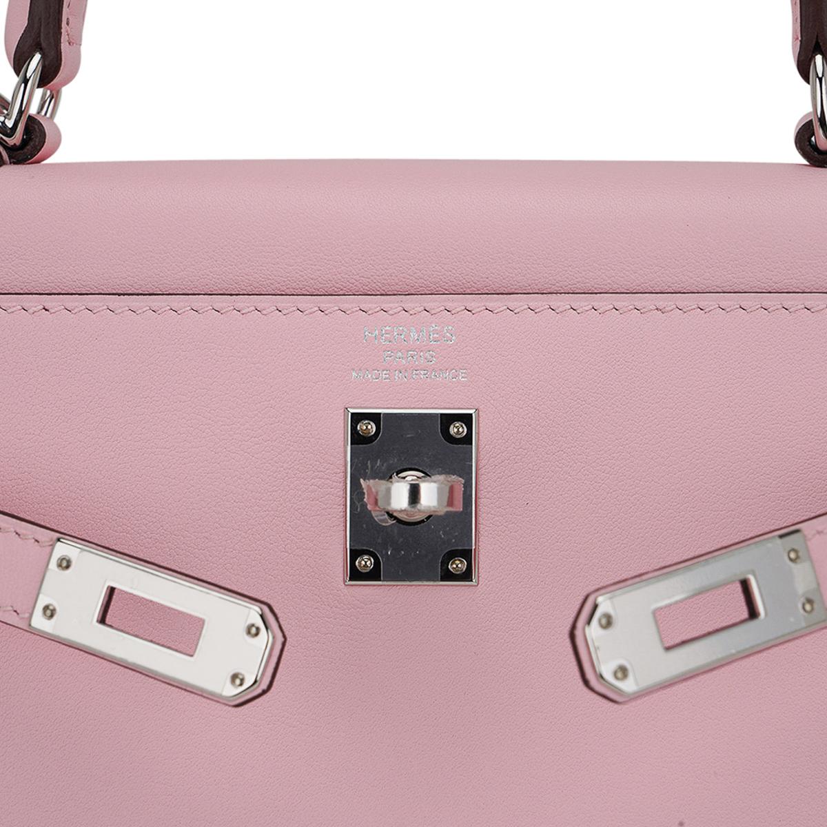 Women's Hermes Kelly 25 Bag Rose Sakura Palladium Hardware Swift Leather For Sale