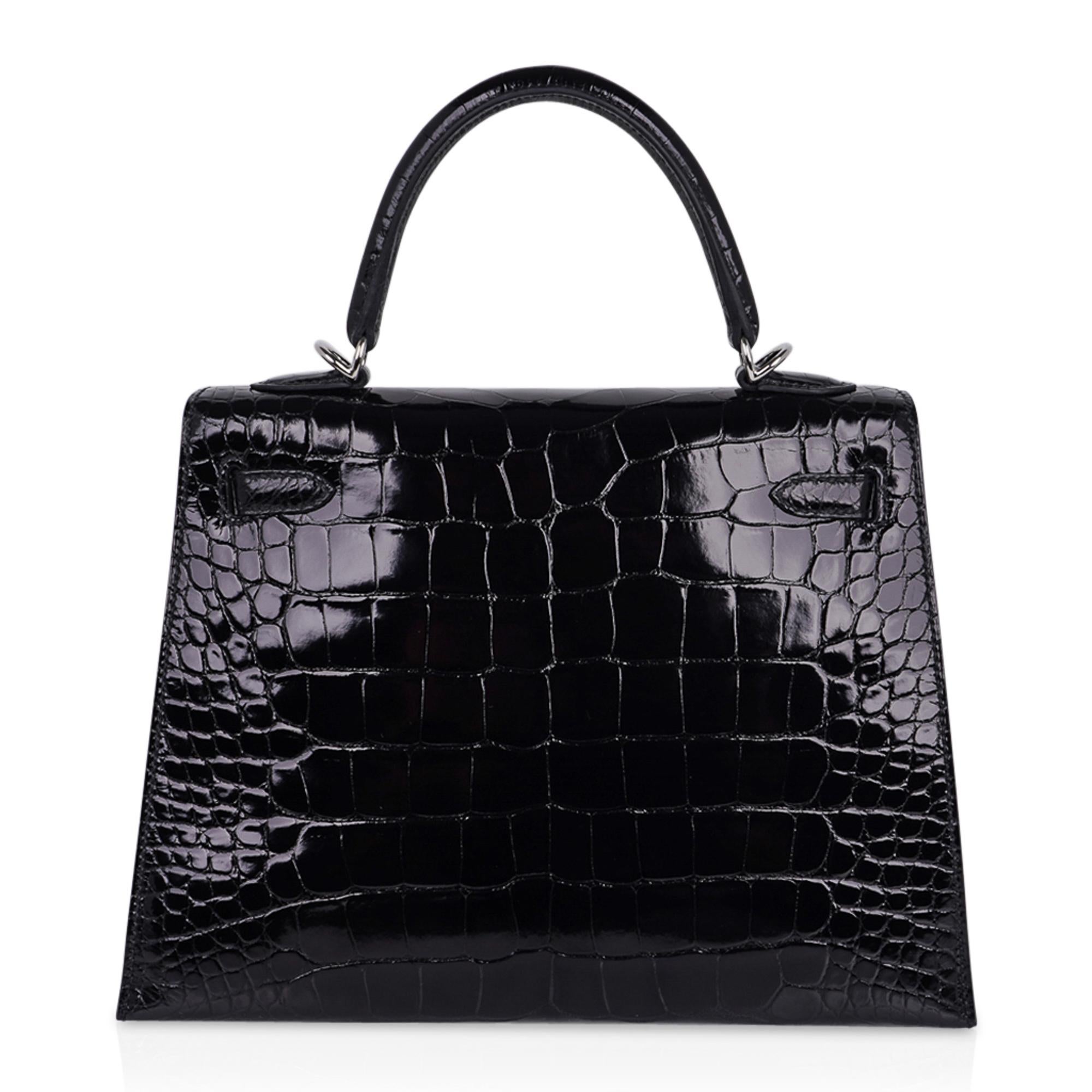 Hermes Kelly 25 Sellier Bag Black Alligator Palladium Hardware 2