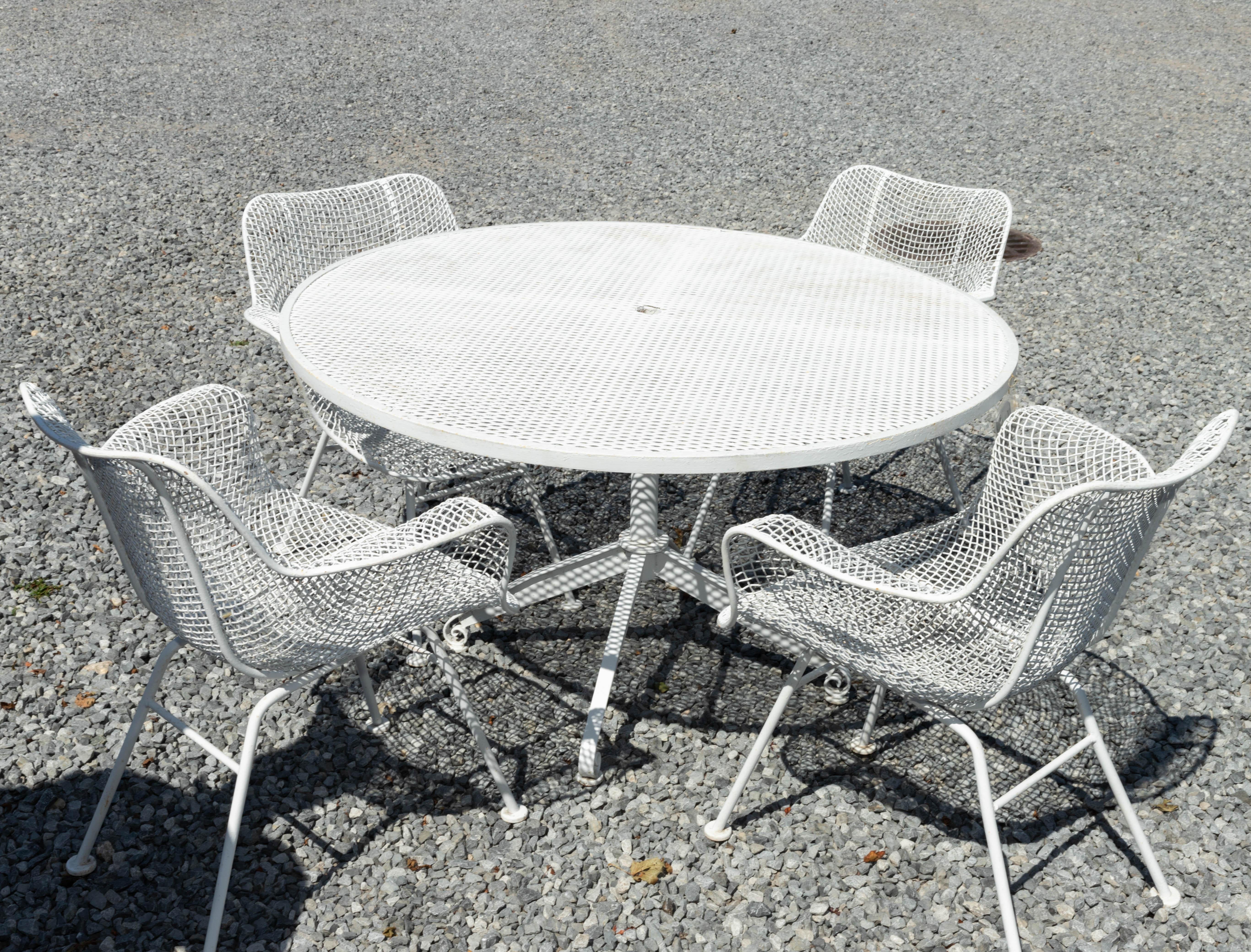Mid-Century Modern Metal Wire Garden Table with 4 Chairs 5