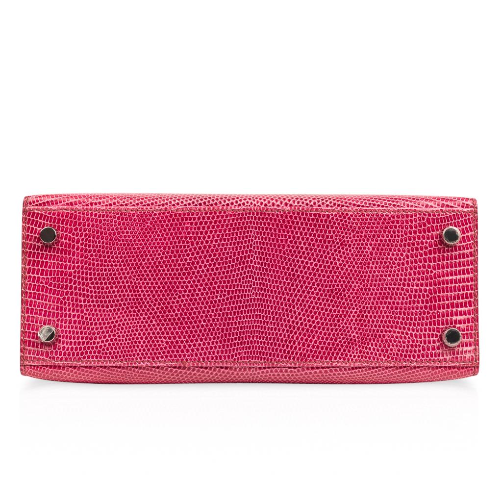 Hermes Kelly Sellers 25 Fuschia Pink Lizard Palladium Hardware Limited Edition en vente 4