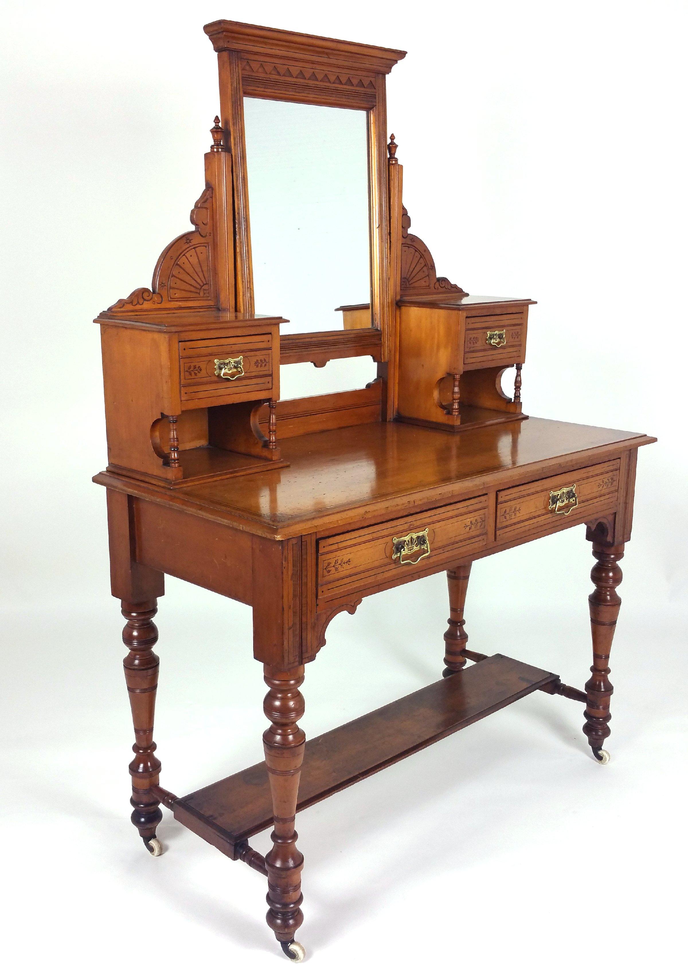 Victorian Satin Walnut Dressing Table For Sale 4