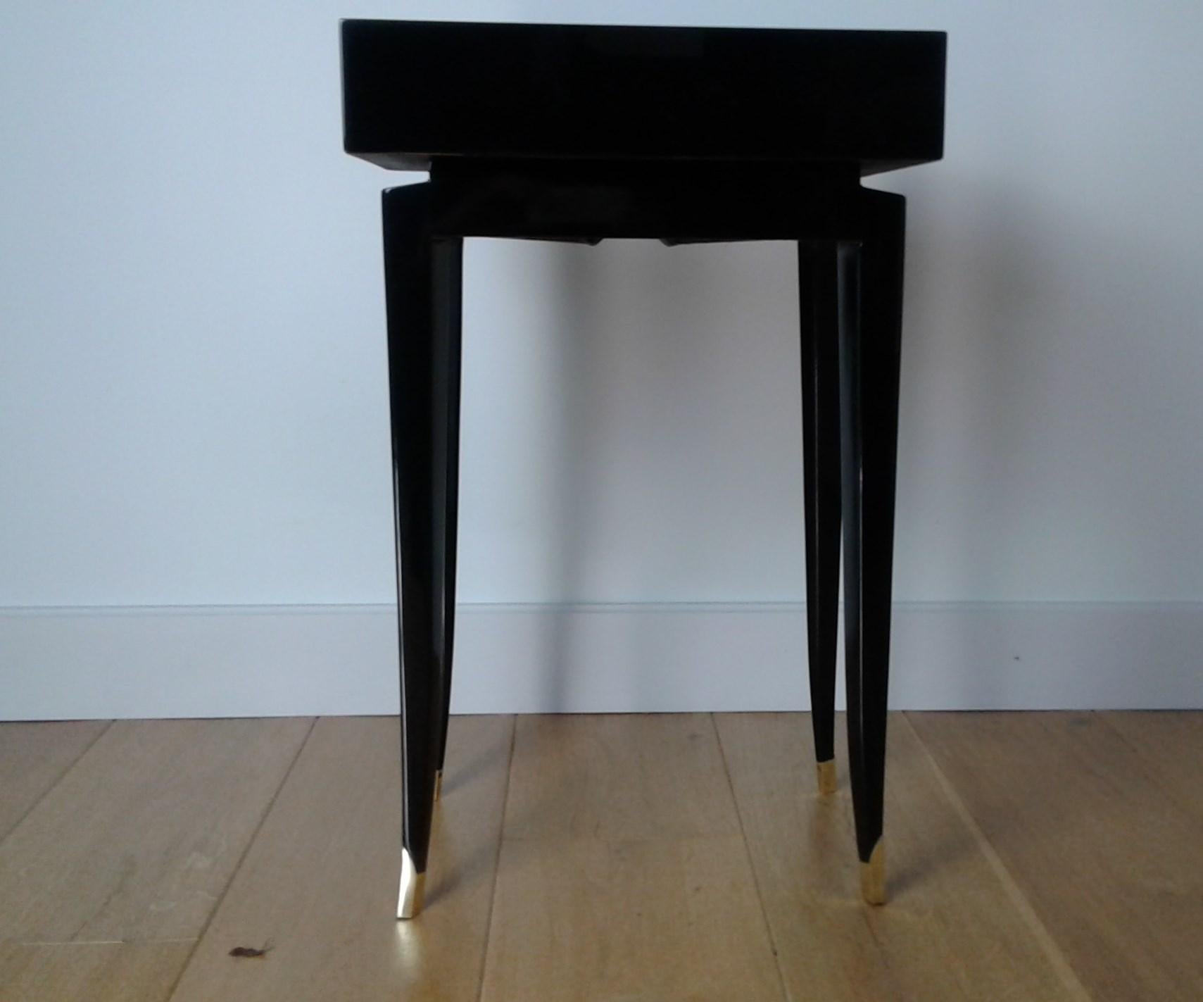 Pair of Bedside or Sofa End Tables in Black Lacquer by M. Rinck 3