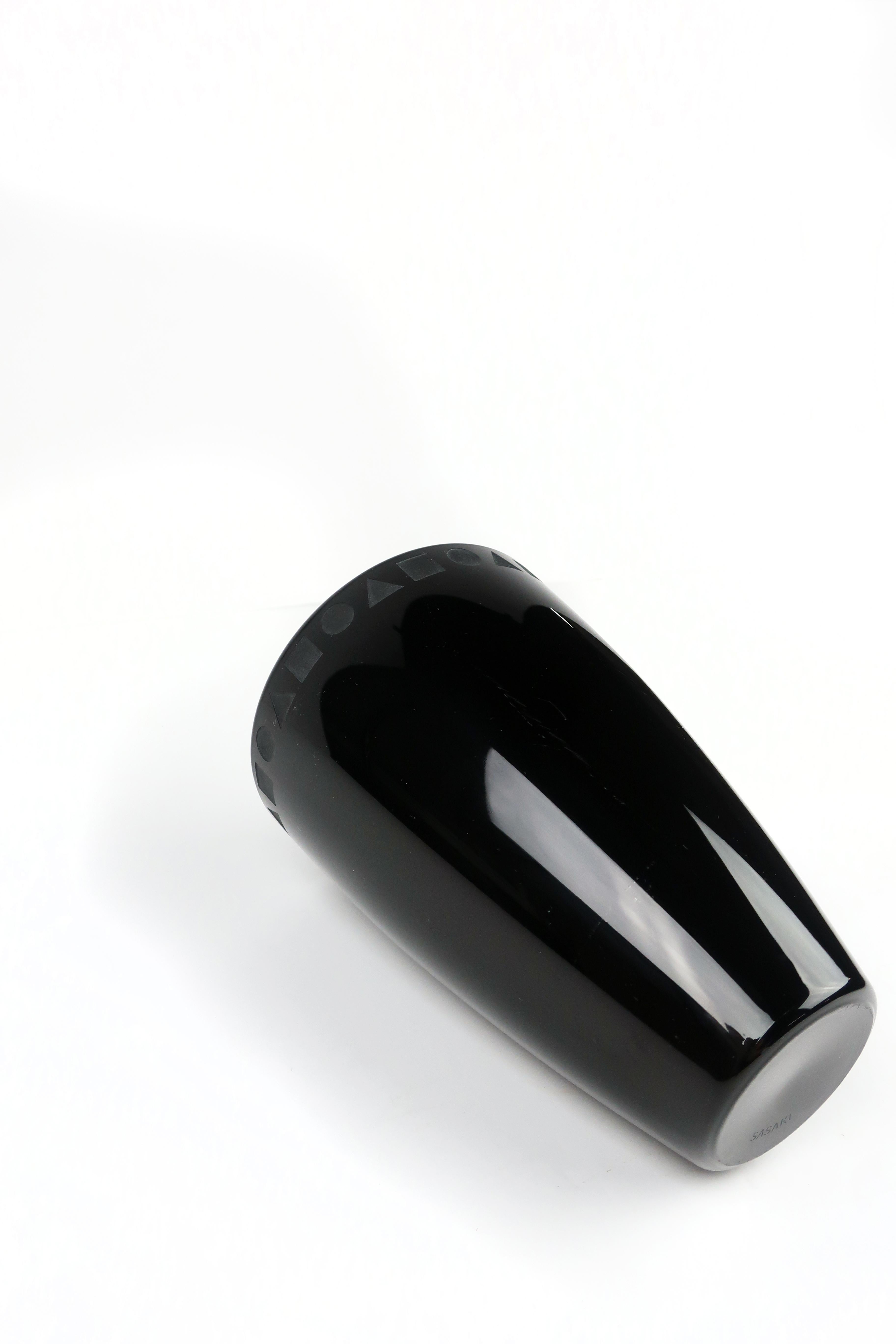 Post-Modern Black Crystal Vase by Ward Bennett for Sasaki 2