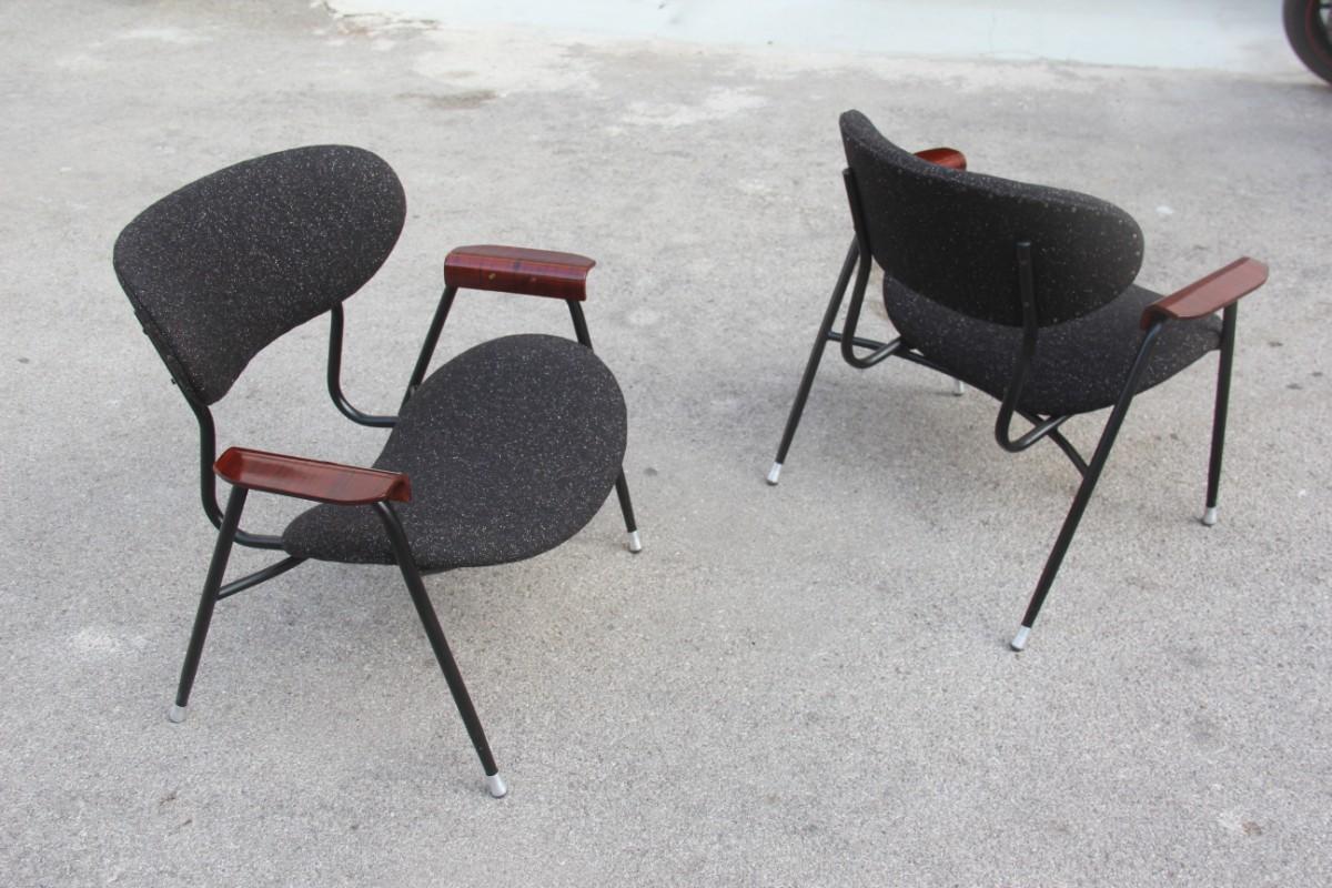 Mid-Century Modern Chairs Gastone Rinaldi for RIMA Design 1950s Black For Sale 4