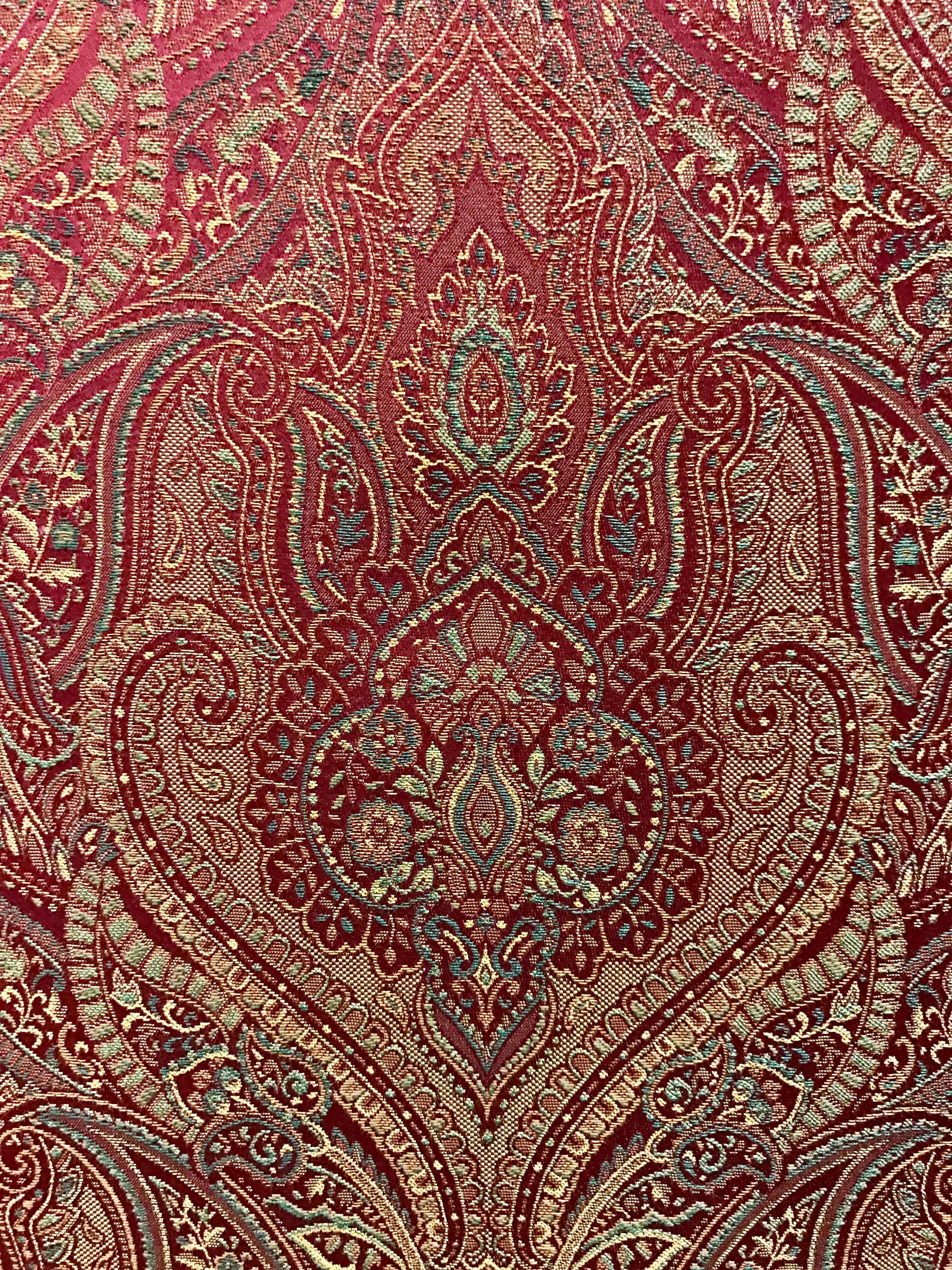 Mahogany Gooseneck Armchairs Paisley Fabric, Pair 2