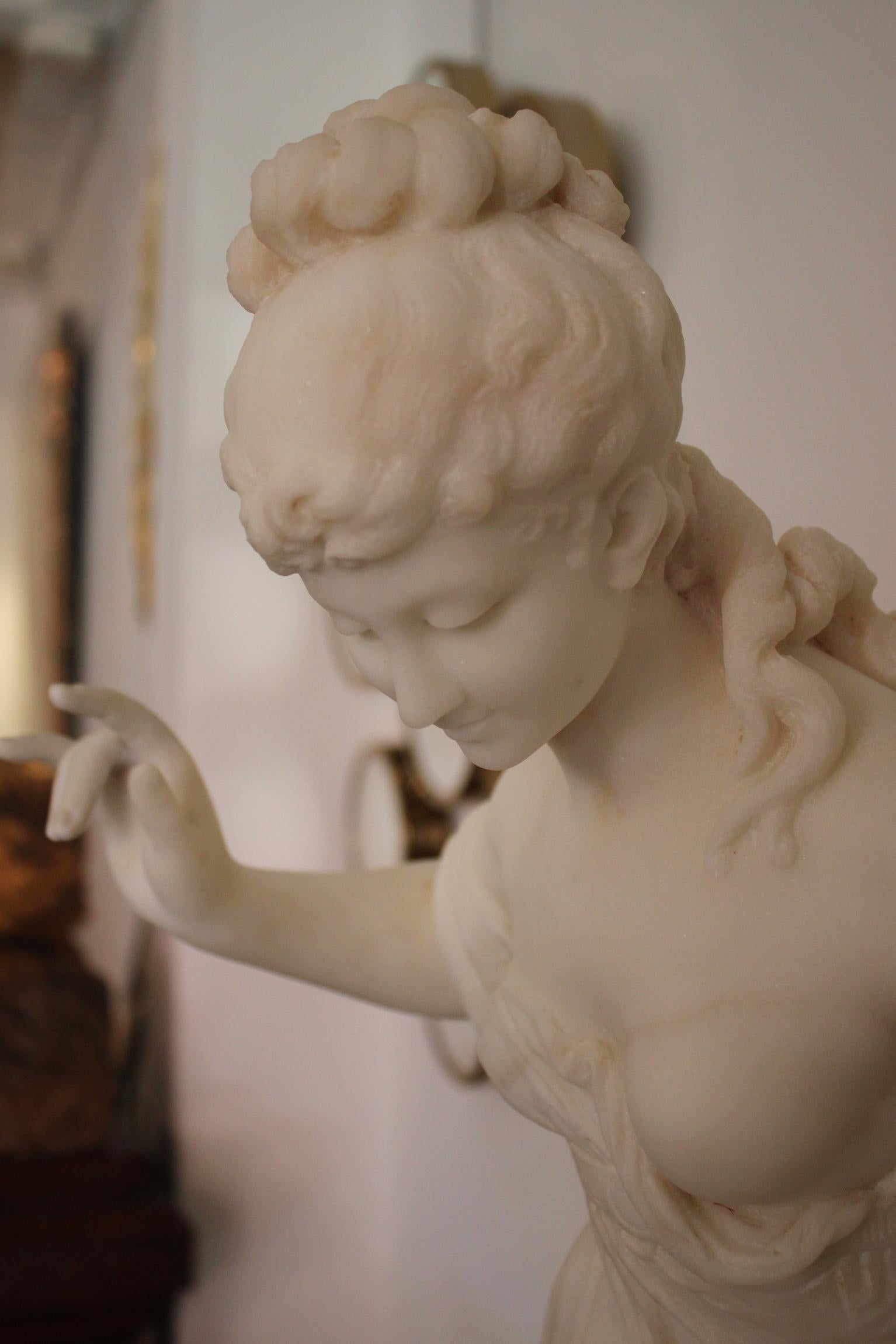 19th Century Fausto Biggi Carrara Marble Sculpture 