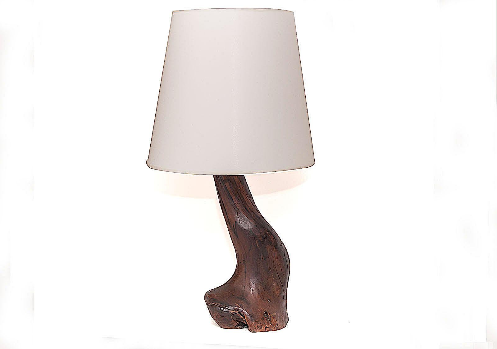 Table Lamp, Brutalist, Abstract Walnut Shape, 1950, Alexandre Noll Style, Brown 5