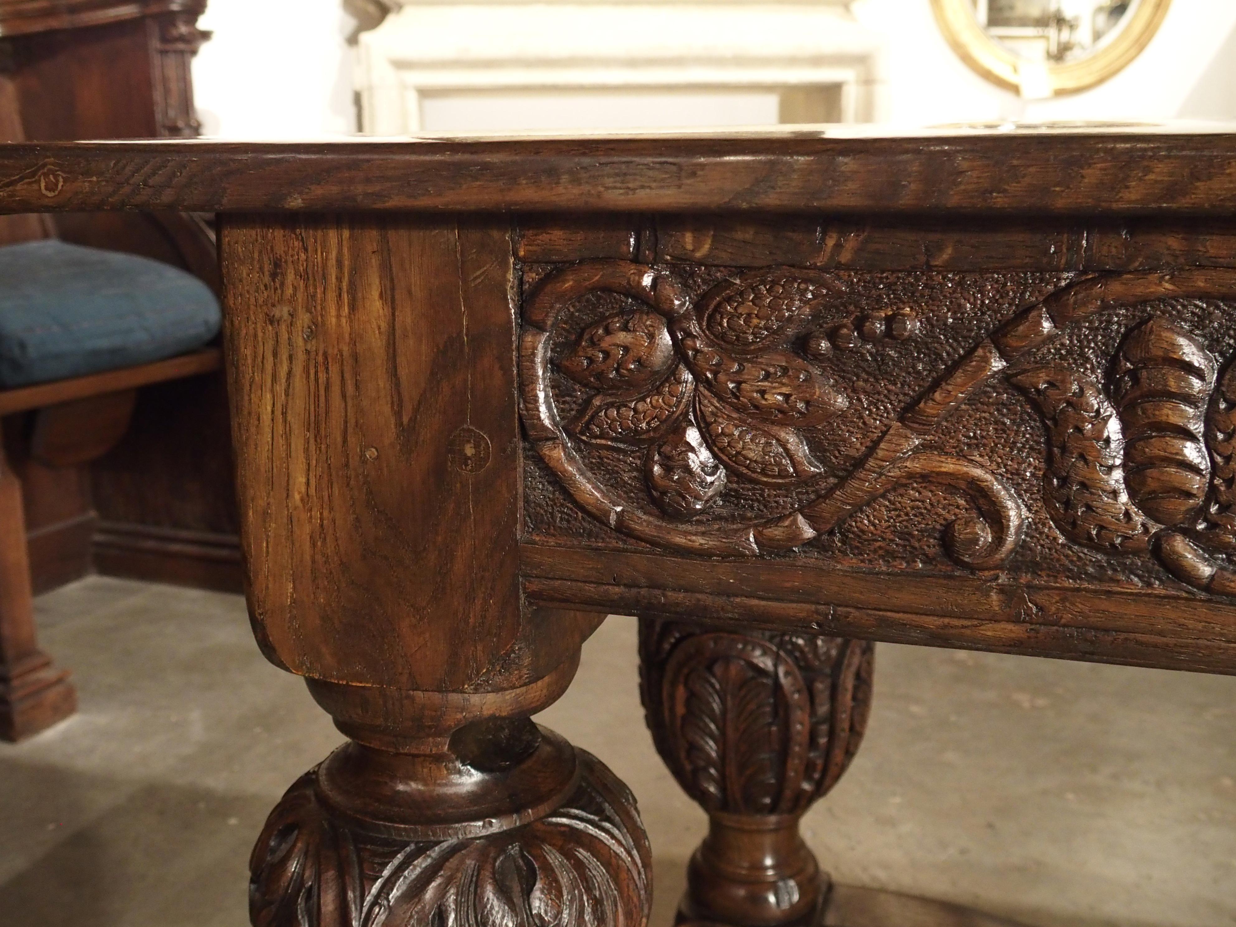 Antique Oak Elizabethan Style Table, England 19th Century 3