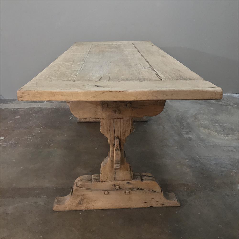 19th Century Country French Provincial Stripped Oak Trestle Table 5