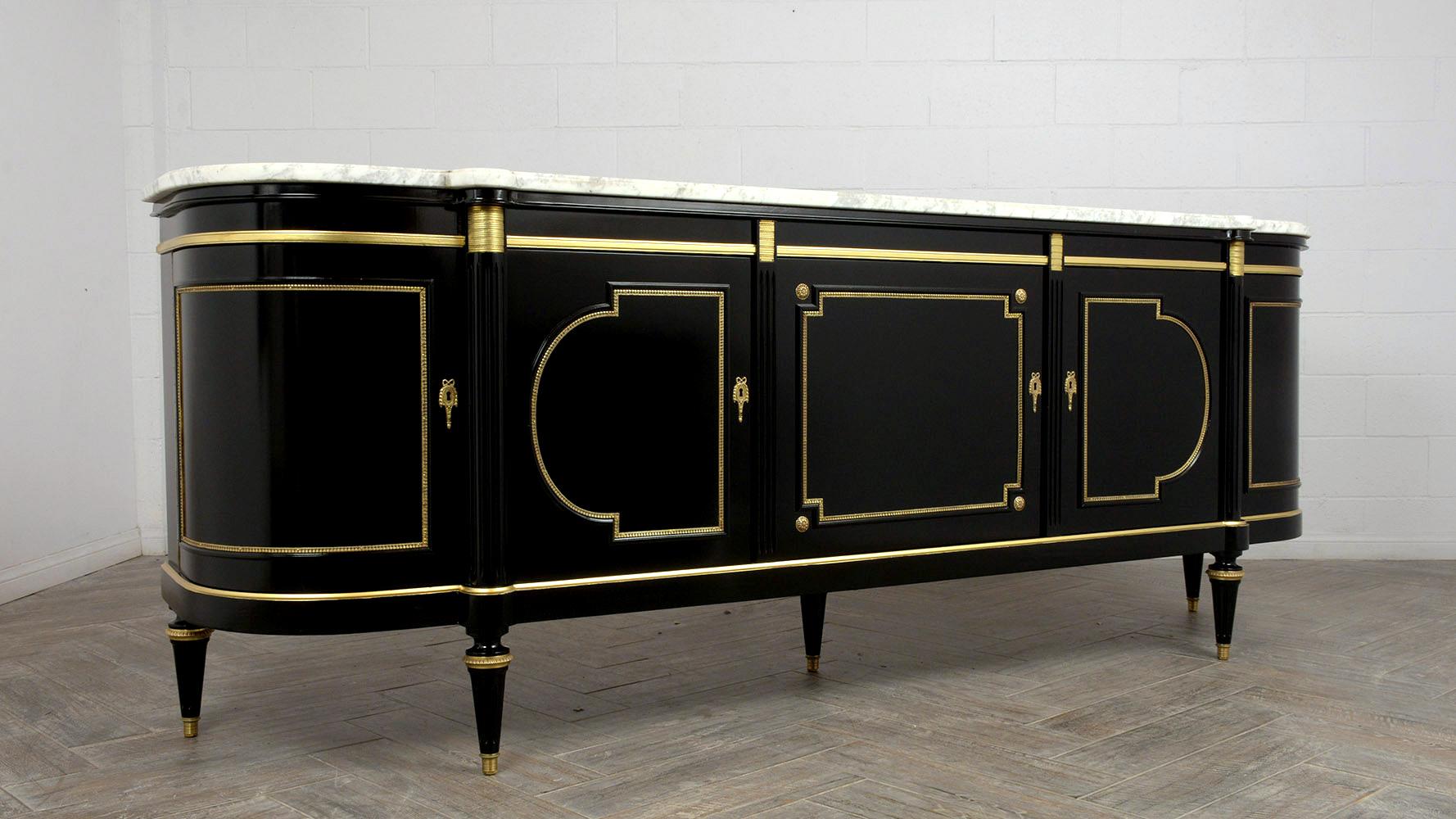 Grand French Louis XVI Style Buffet with Marble Top 5