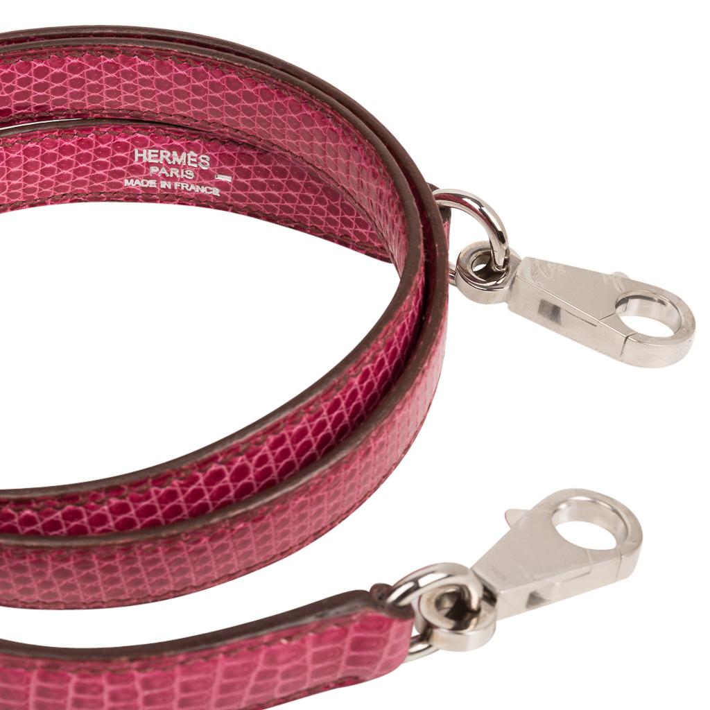 Hermes Kelly Seller 25 Fuschia Pink Lizard Palladium Hardware Limited Edition For Sale 4