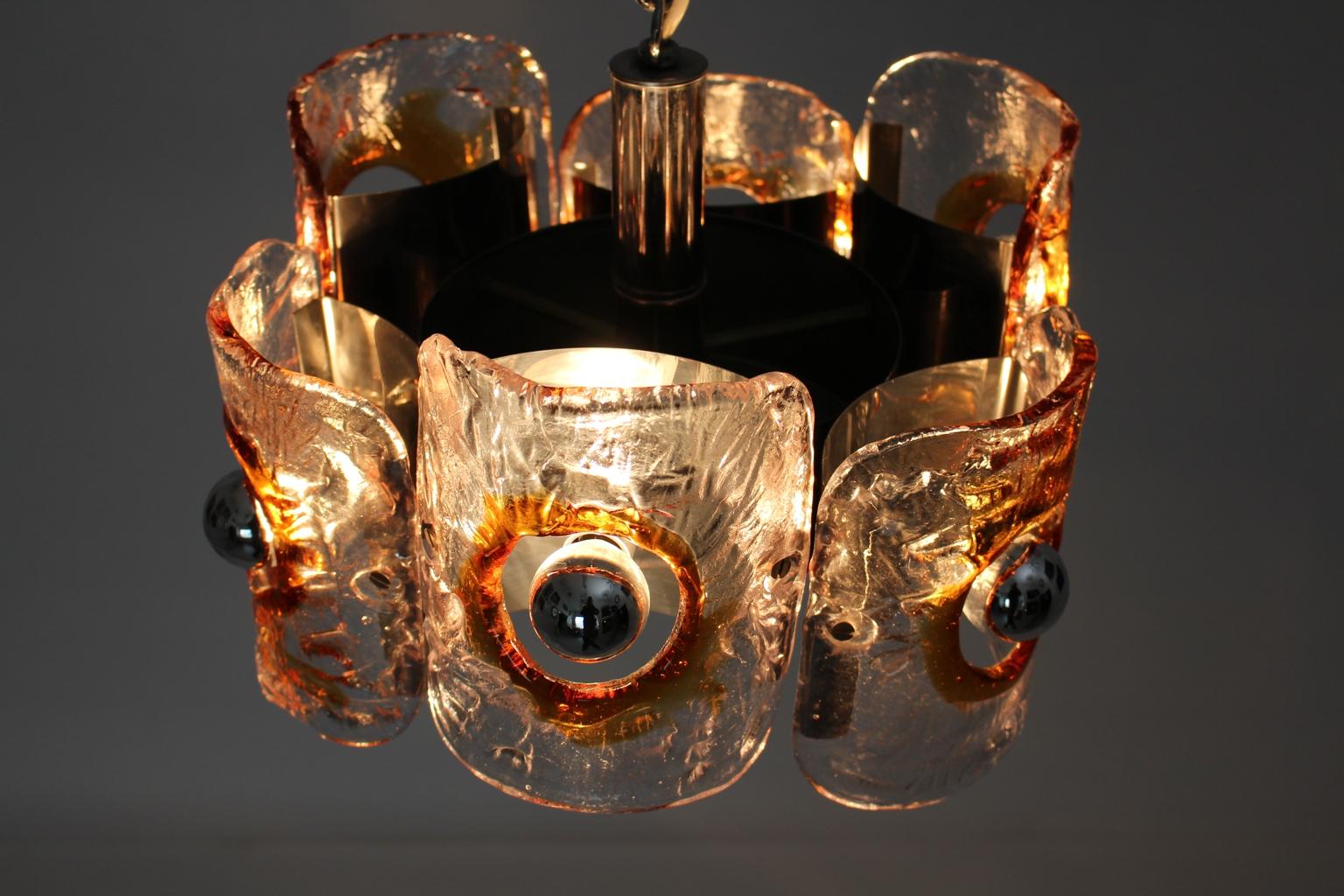 Mid Century Modern Vintage Glass Chandelier Mazzega Chandelier, Italy, 1970 For Sale 6