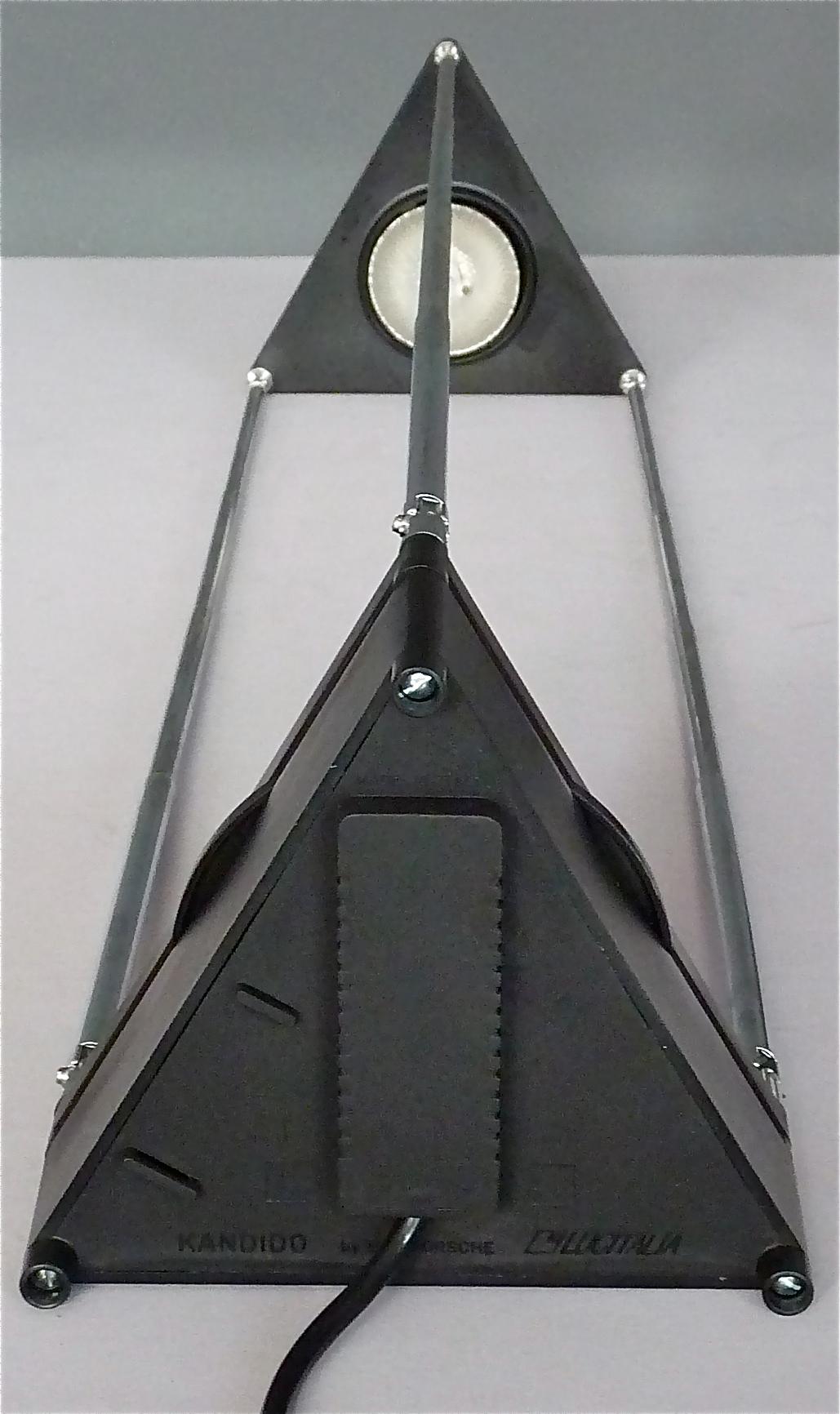 Pair Sculptural Table Lamps by F.A. Porsche Lucitalia Chrome Metal Black Plastic 1