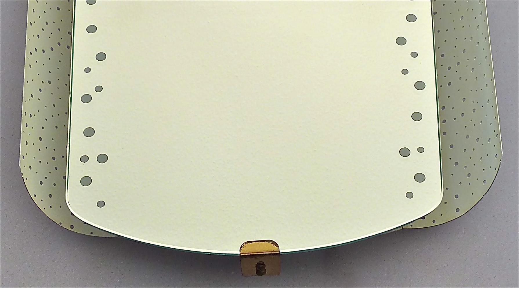 Large Illuminated Mirror Igl for Hillebrand White Enameled Brass Mategot Style  For Sale 4