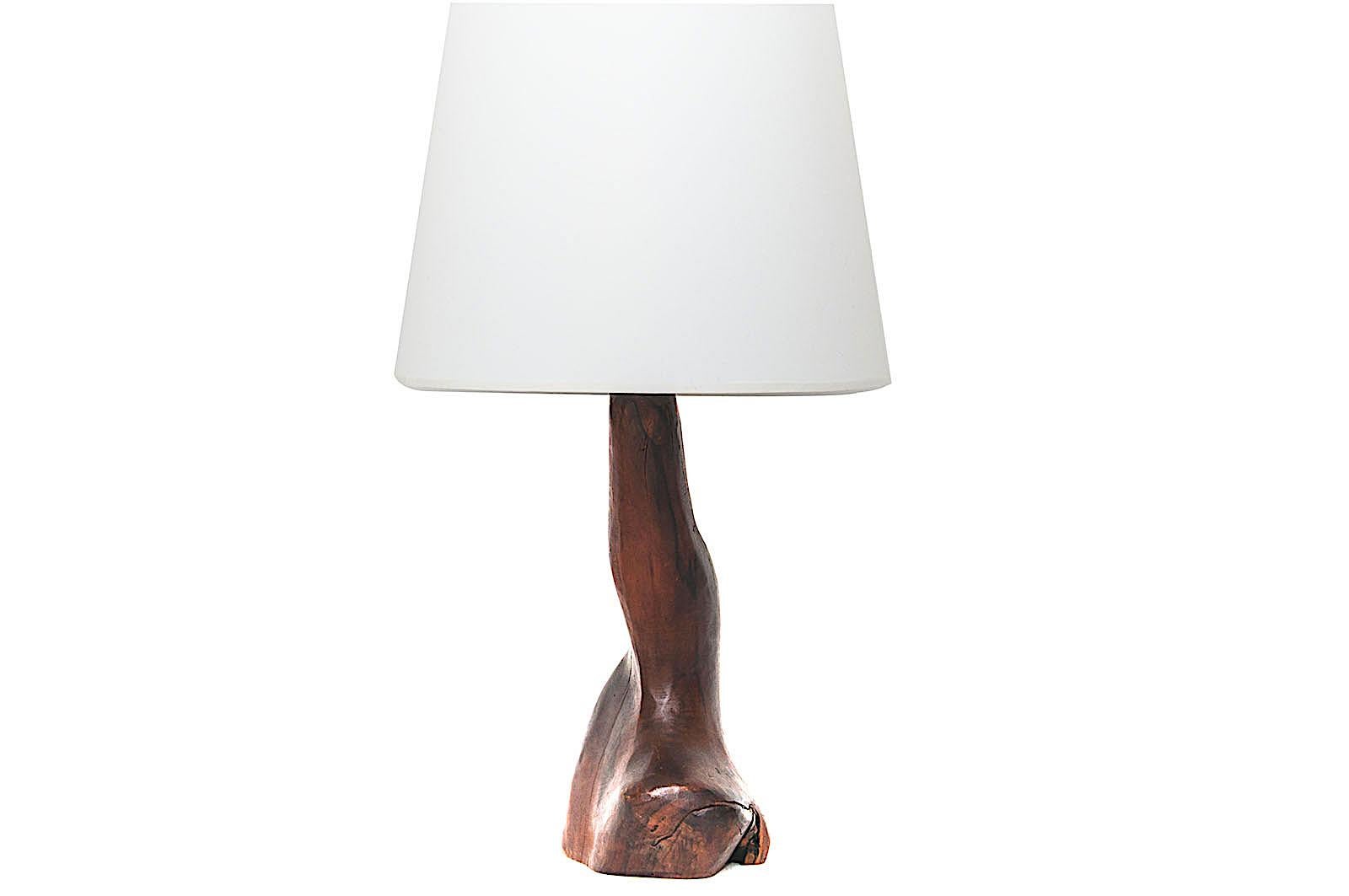 Table Lamp, Brutalist, Abstract Walnut Shape, 1950, Alexandre Noll Style, Brown 6