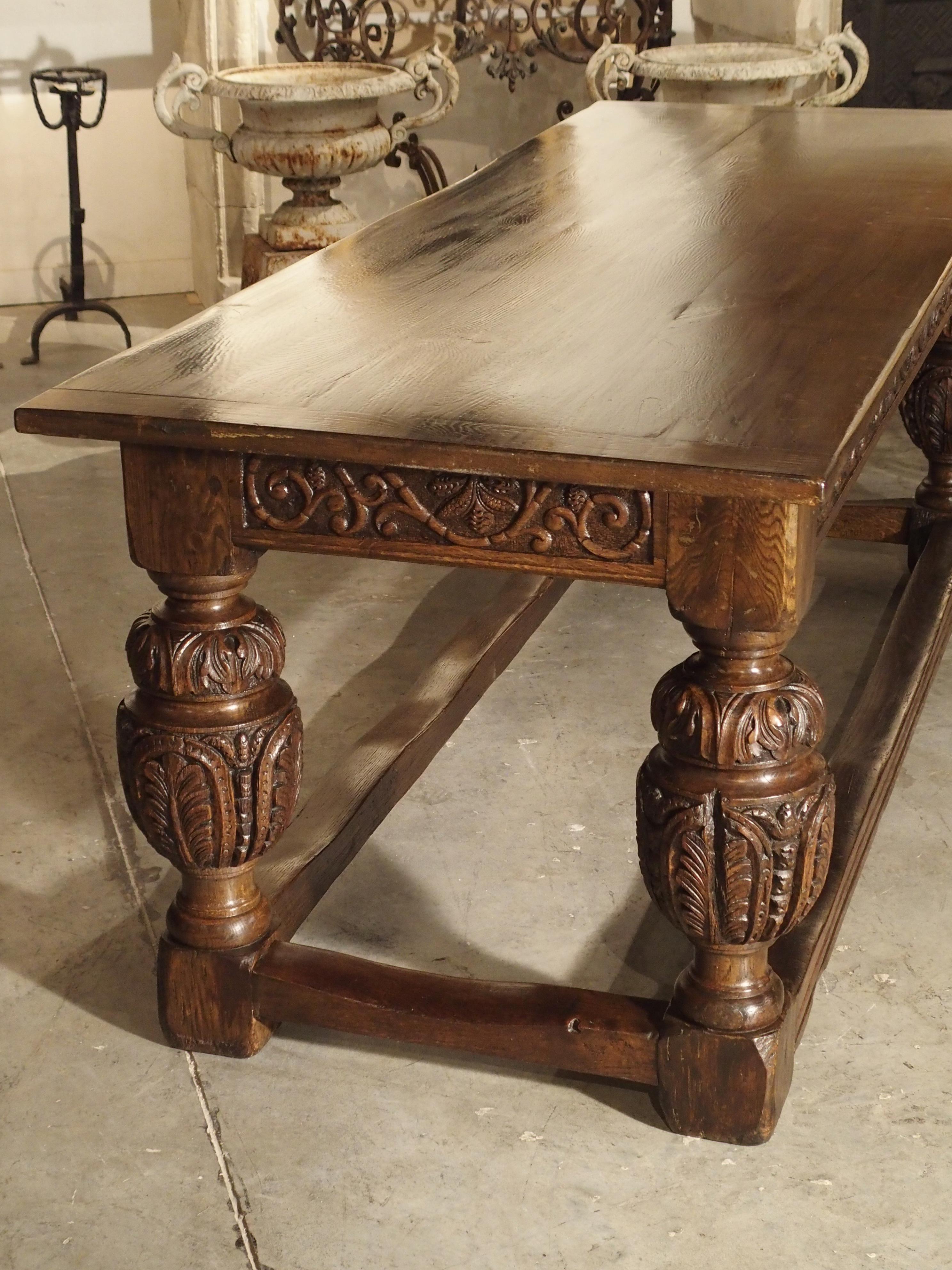 Antique Oak Elizabethan Style Table, England 19th Century 4