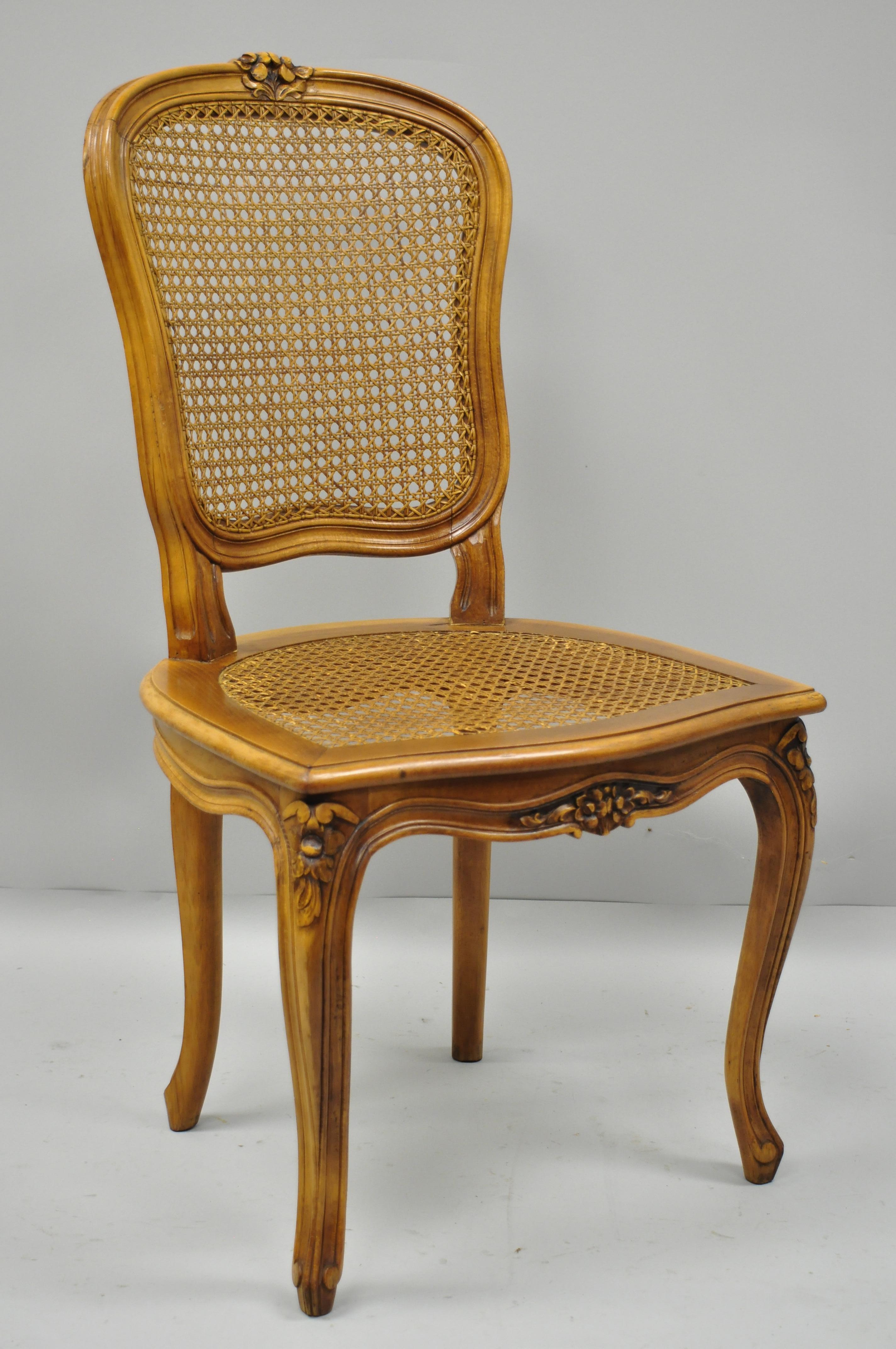 Six French Provincial Louis XV Style Italian Cane Back & Seat Dining Side Chairs 4