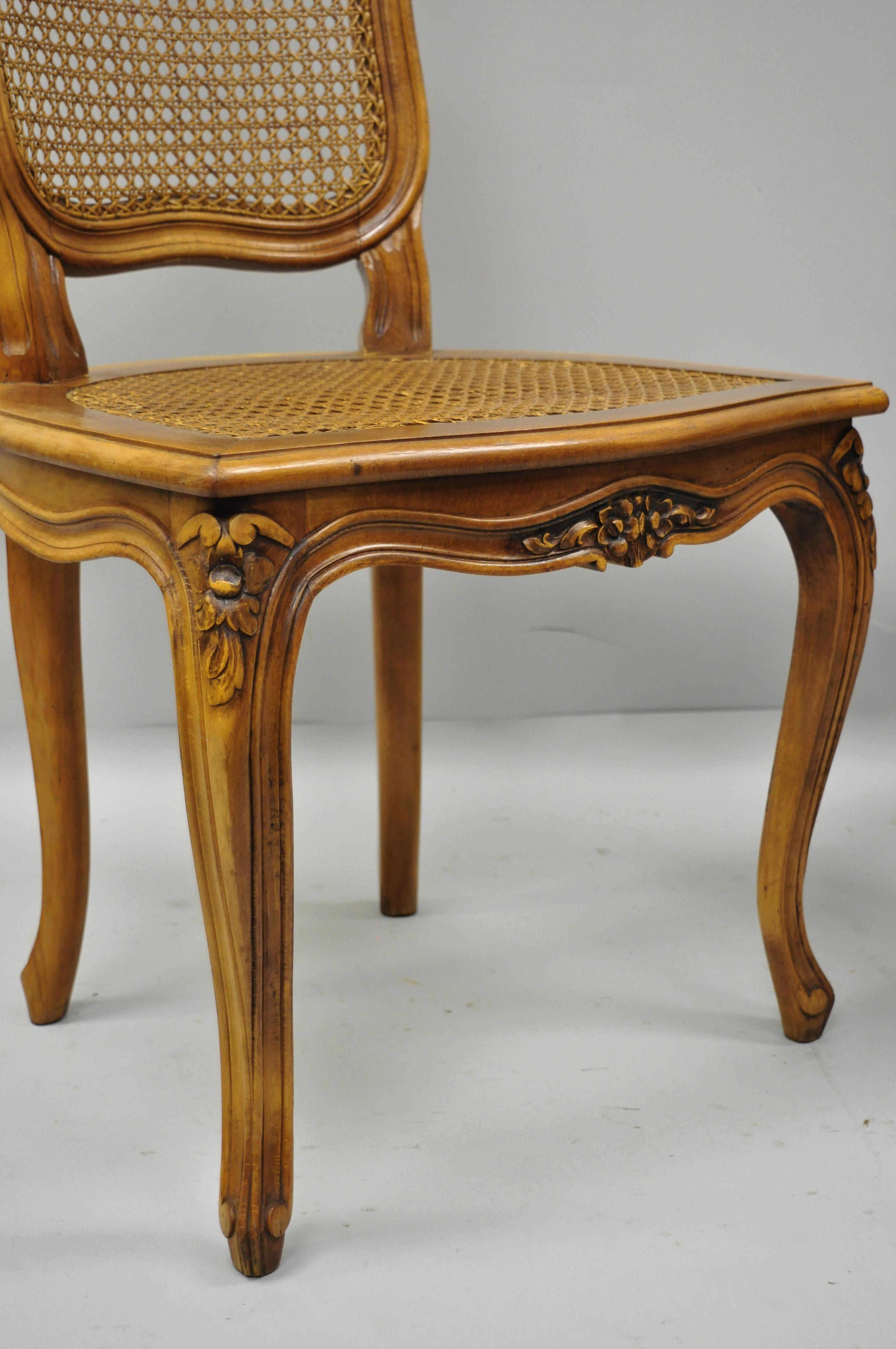 Six French Provincial Louis XV Style Italian Cane Back & Seat Dining Side Chairs 5
