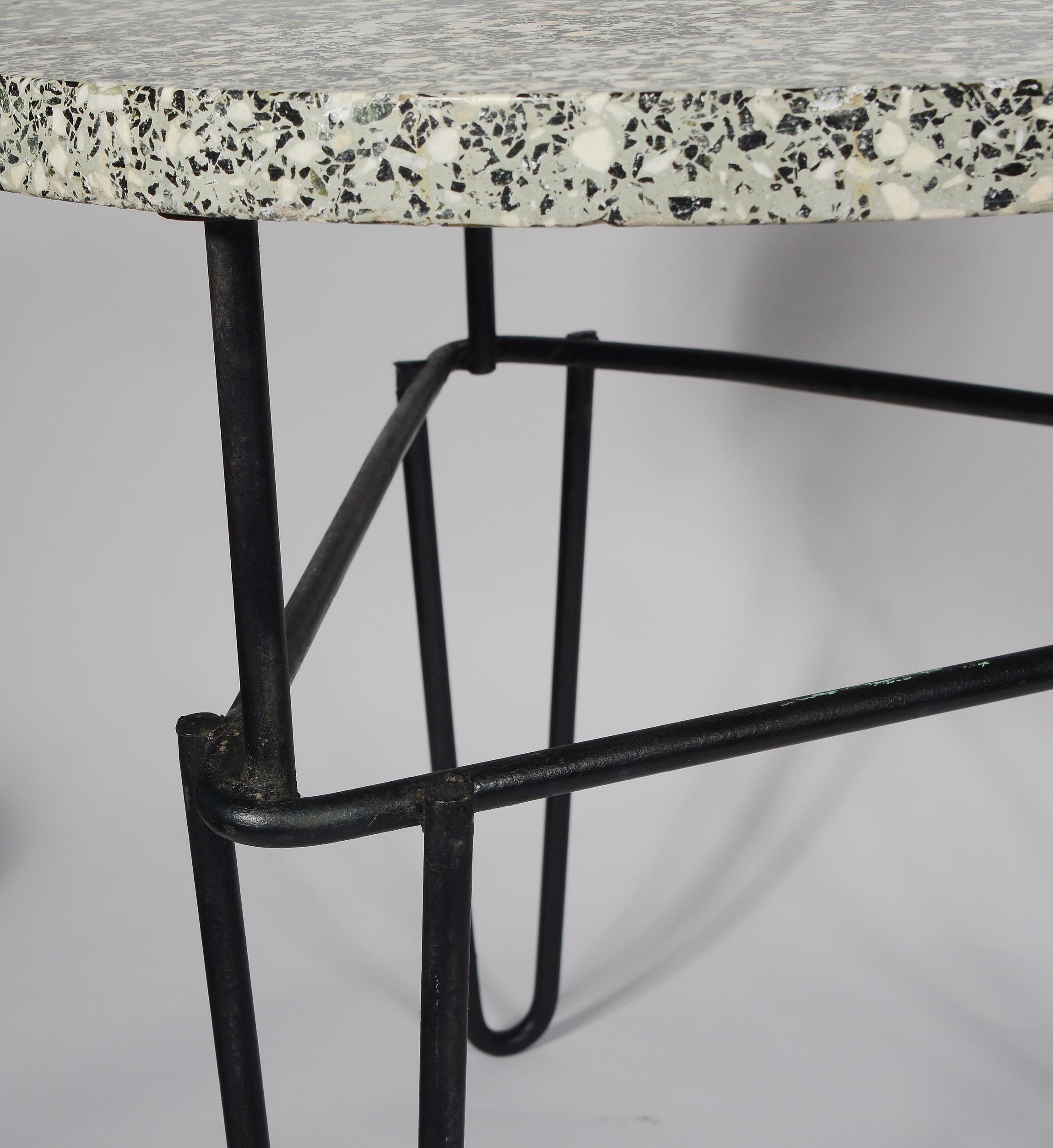 Midcentury Iron and Terrazzo Side Table 5