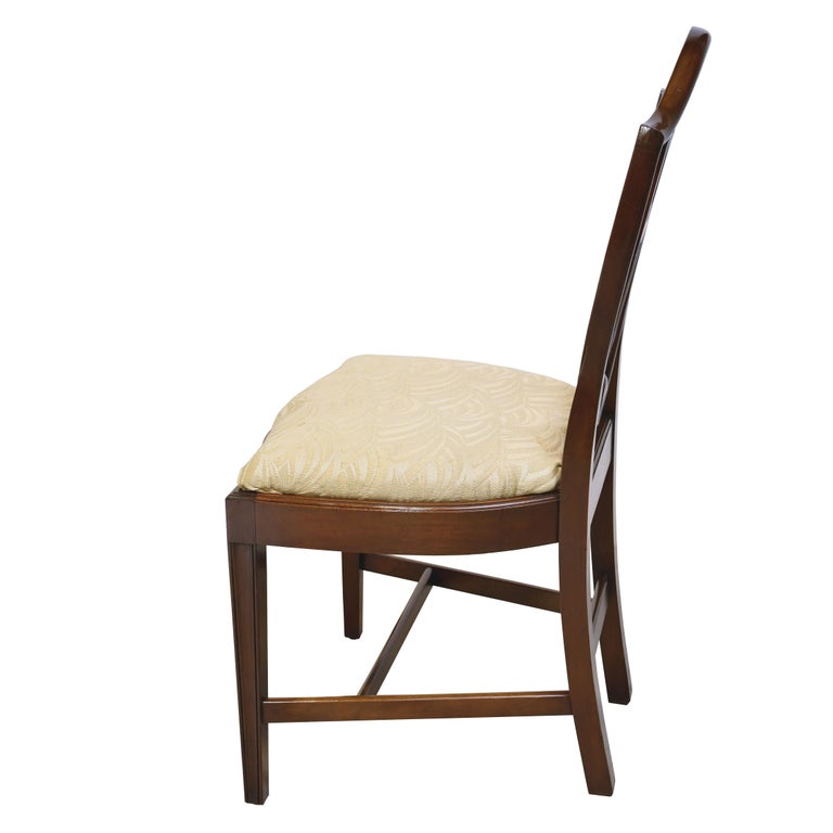 Set of 12 HepplewhiteStyle ShieldBack Dining Chairs with Upholstered