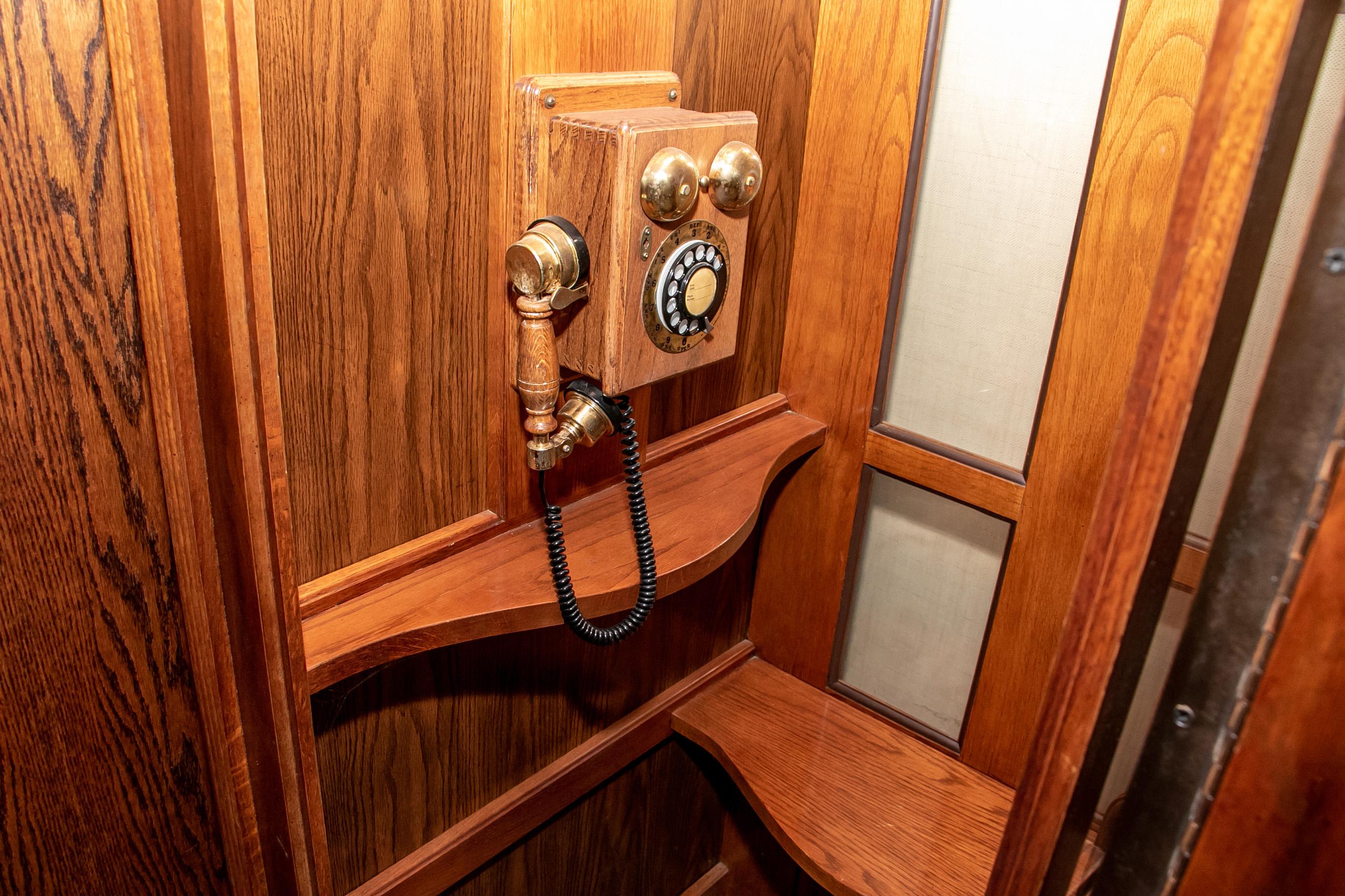 Vintage Working Replica of an Antique Wood and Glass Door Phone Booth 4