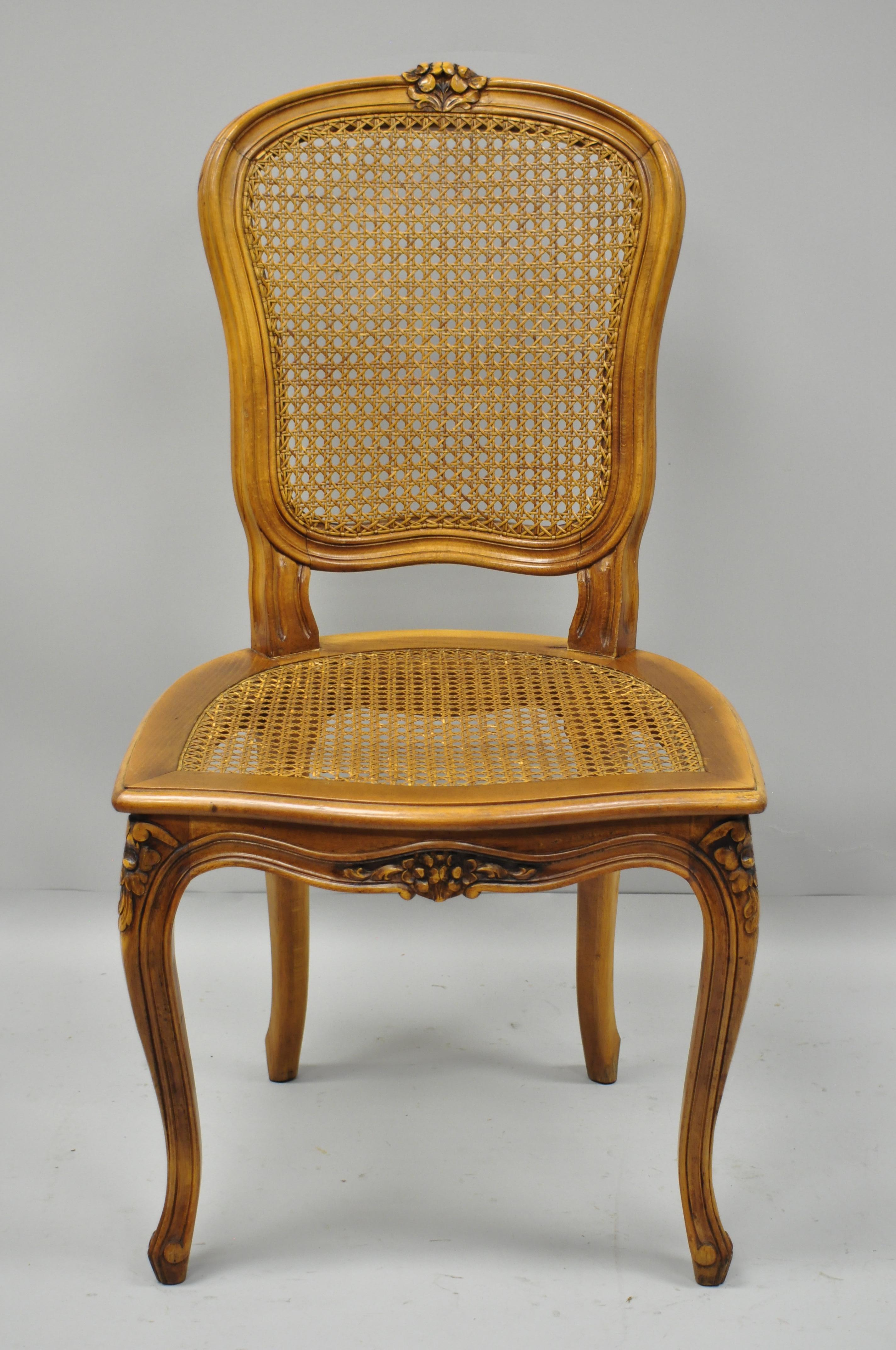Six French Provincial Louis XV Style Italian Cane Back & Seat Dining Side Chairs 6