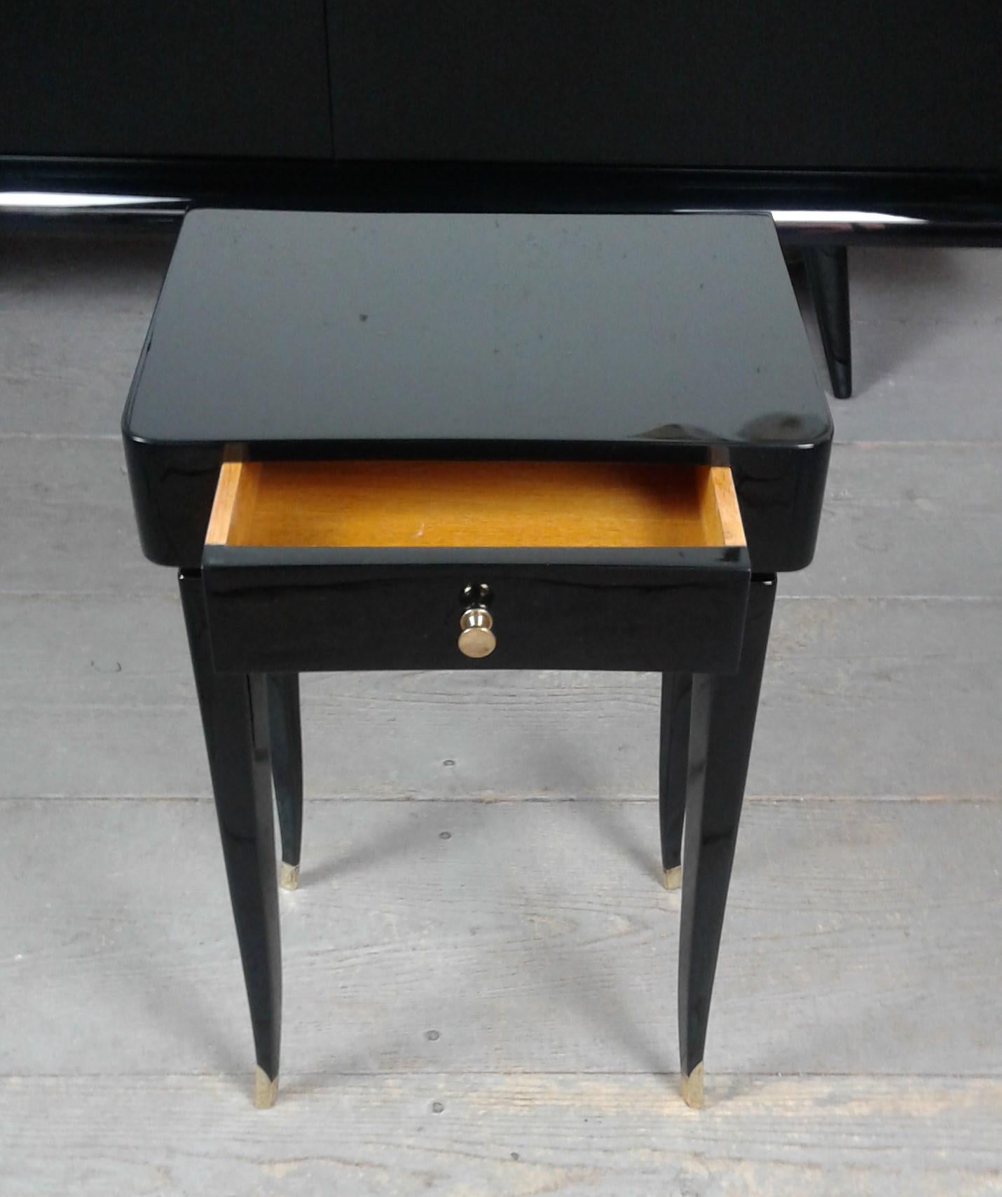 Pair of Bedside or Sofa End Tables in Black Lacquer by M. Rinck 7