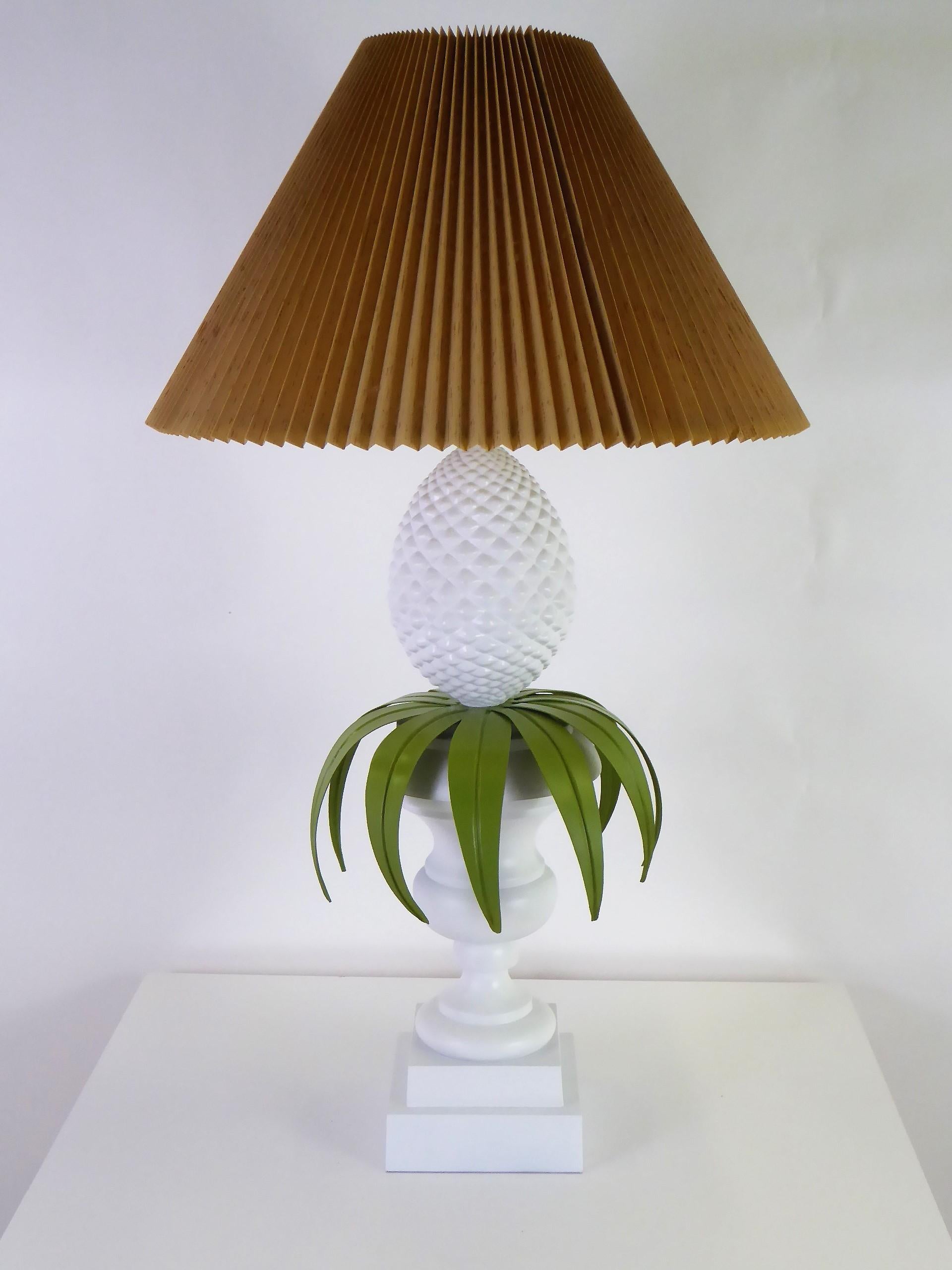 Pair 1970s Lacquered Pineapple Topiary Table Lamps by Norman Perry Inc. 8