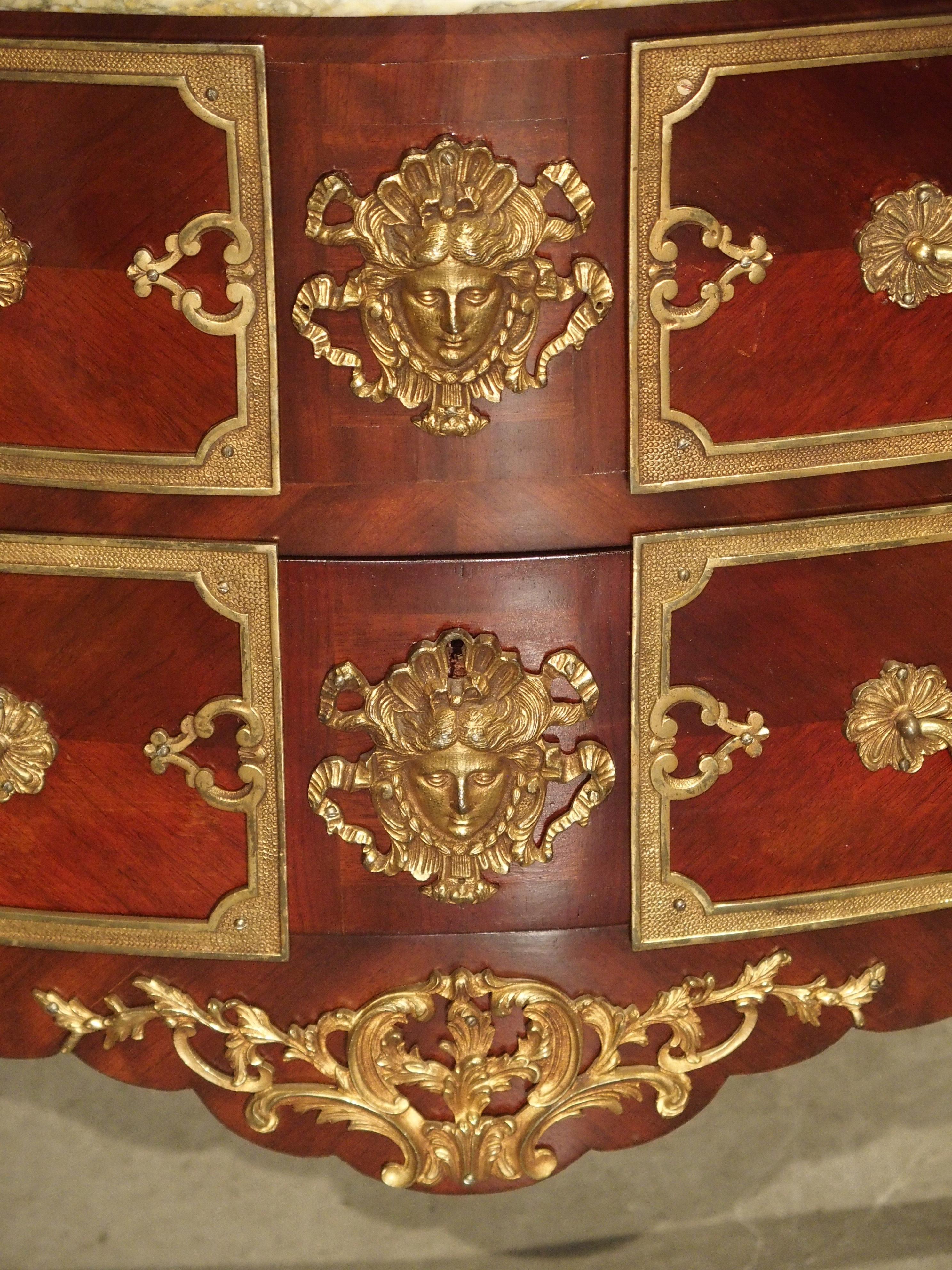 Pair of Early 1900s Mahogany and Gilt Bronze Mounted Louis XV Style Commodes 10