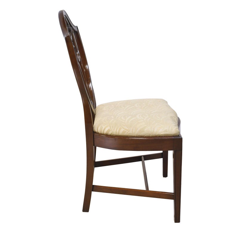 Set of 12 HepplewhiteStyle ShieldBack Dining Chairs with Upholstered