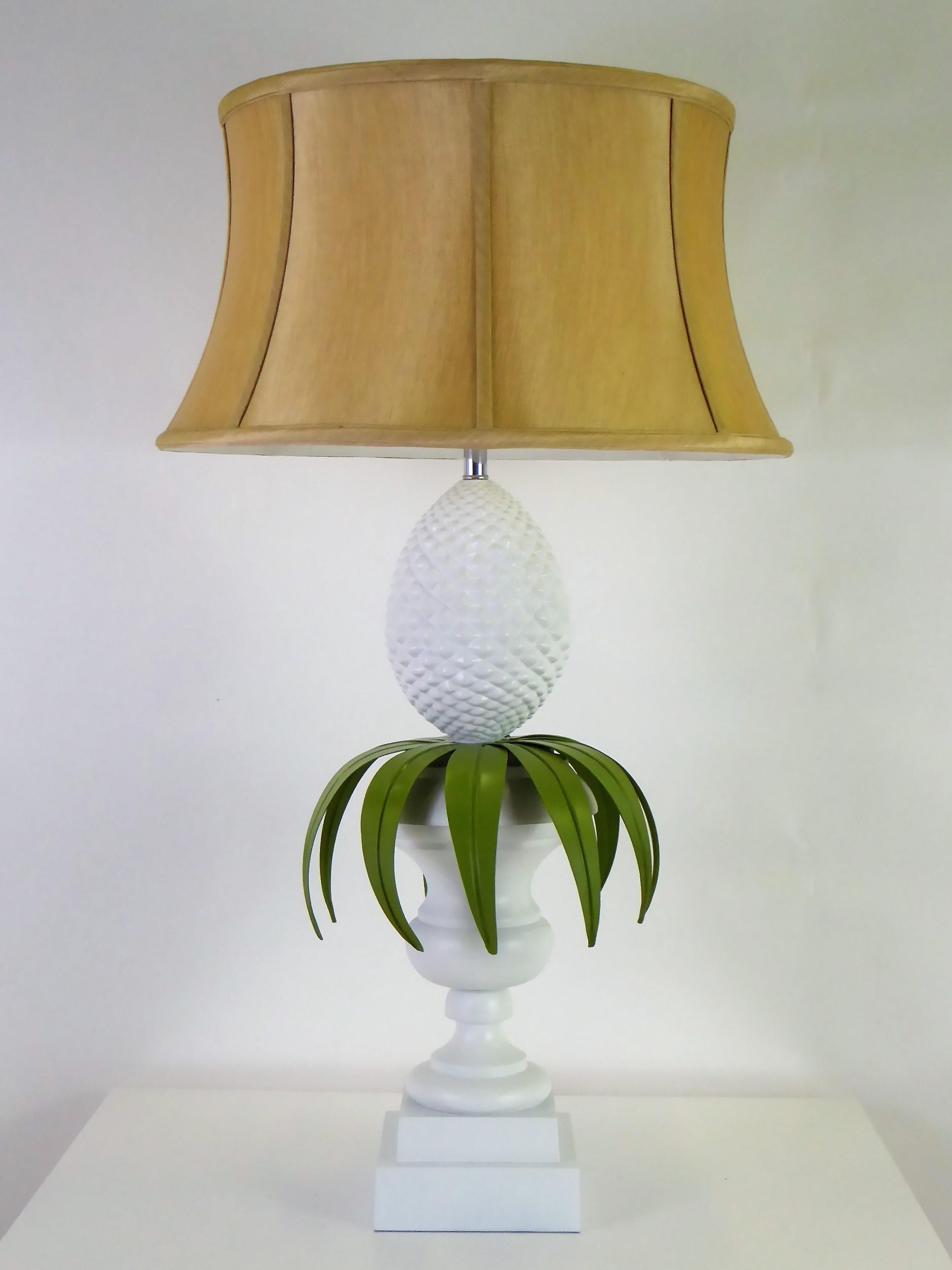 Pair 1970s Lacquered Pineapple Topiary Table Lamps by Norman Perry Inc. 9