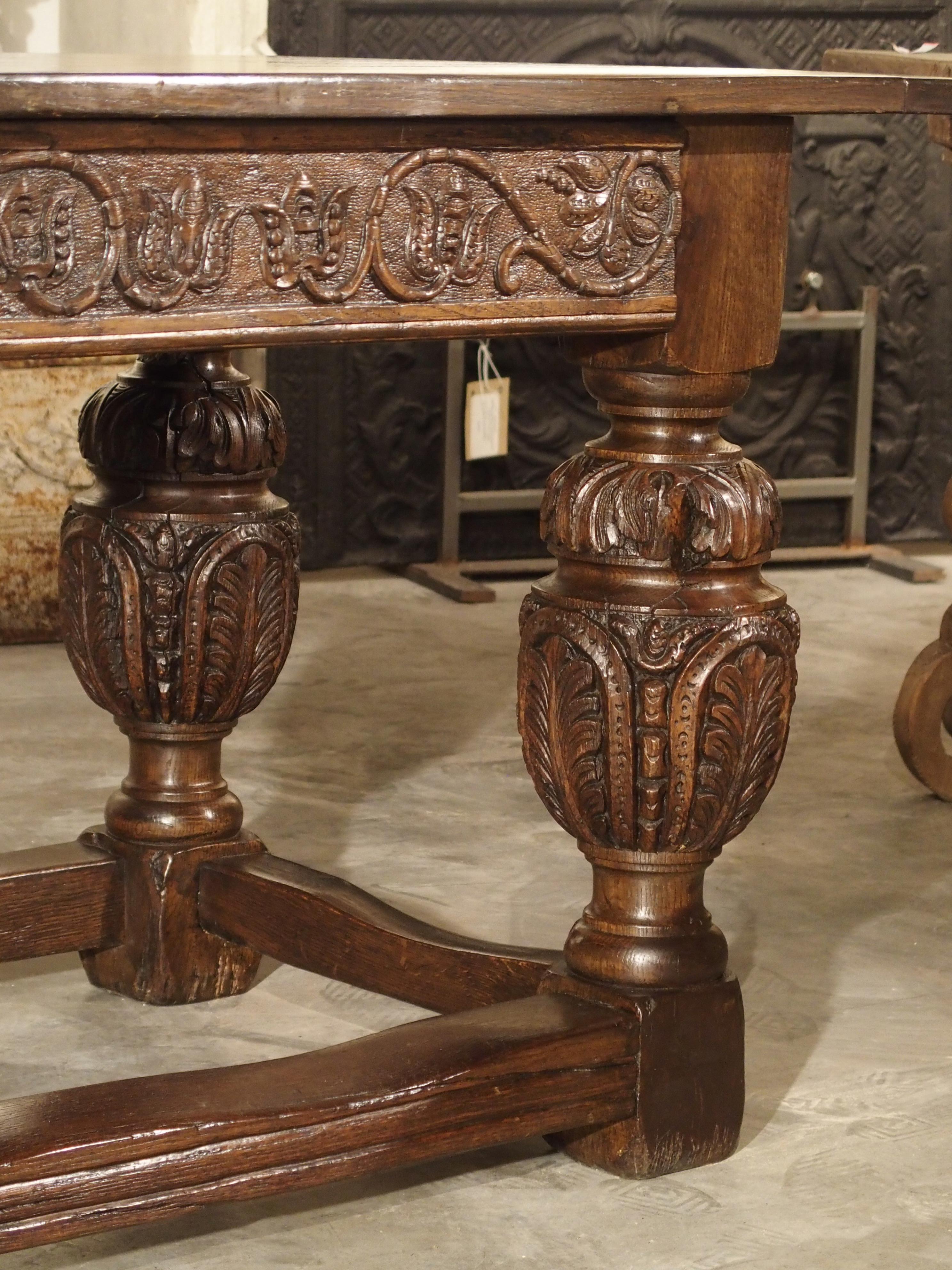 Antique Oak Elizabethan Style Table, England 19th Century 12
