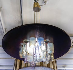 Unique Wood and Glass Chandelier by Esperia