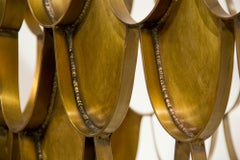 Koi Dining Table in Brass with Round Acrylic Top by Brabbu