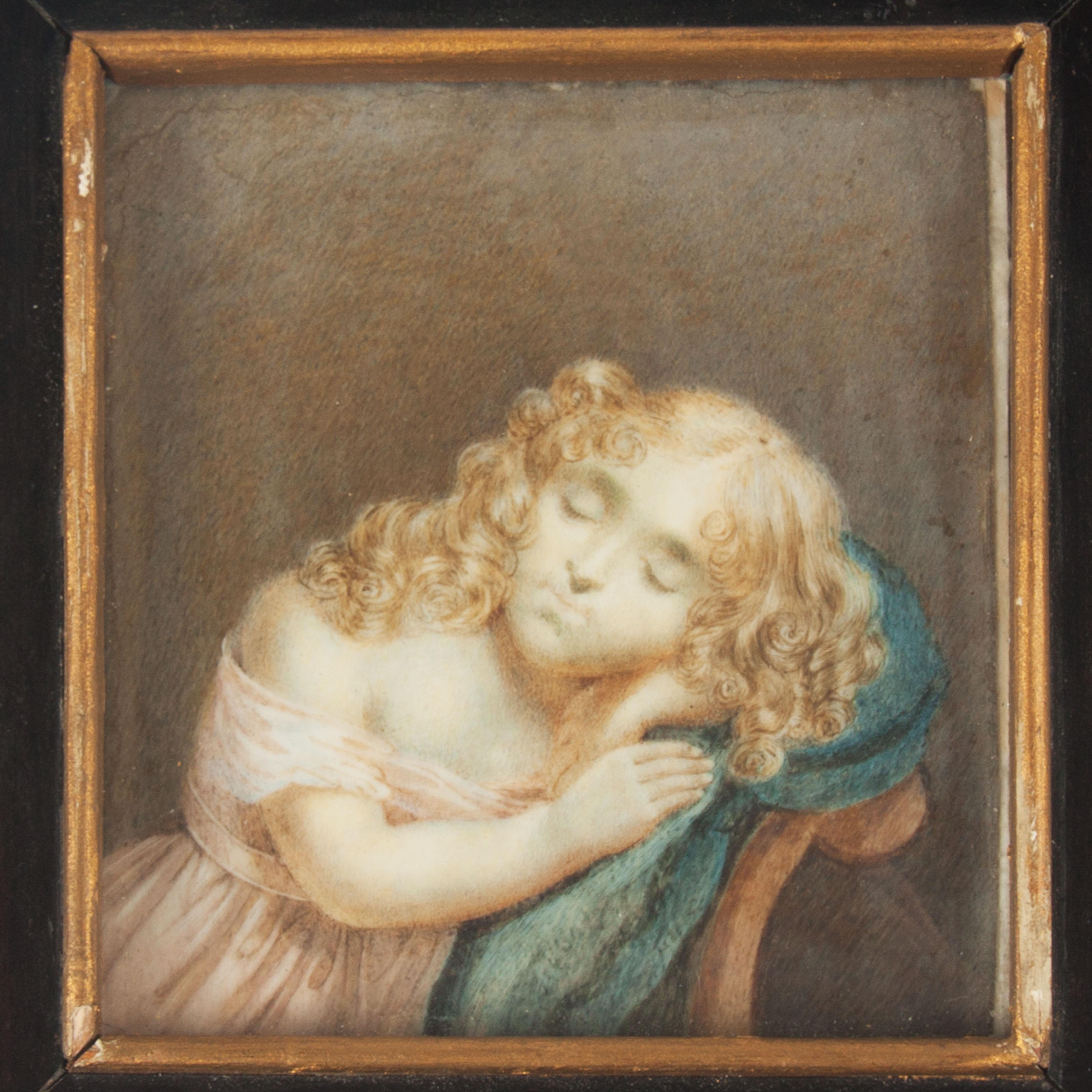 Painted miniature of a girl, depicting Nicolette six.
Dated 1818.
