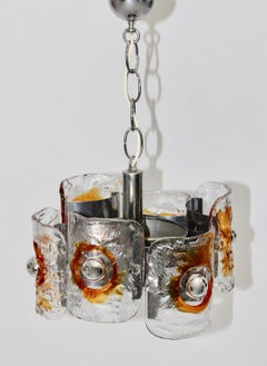 Moderner orangefarbener Vintage-Glas-Kronleuchter Mazzega, Mid-Century Modern, Italien 1970