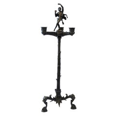 Pair of Italian Neapolitan Bronze Greco Roman Candelabra, circa 1840