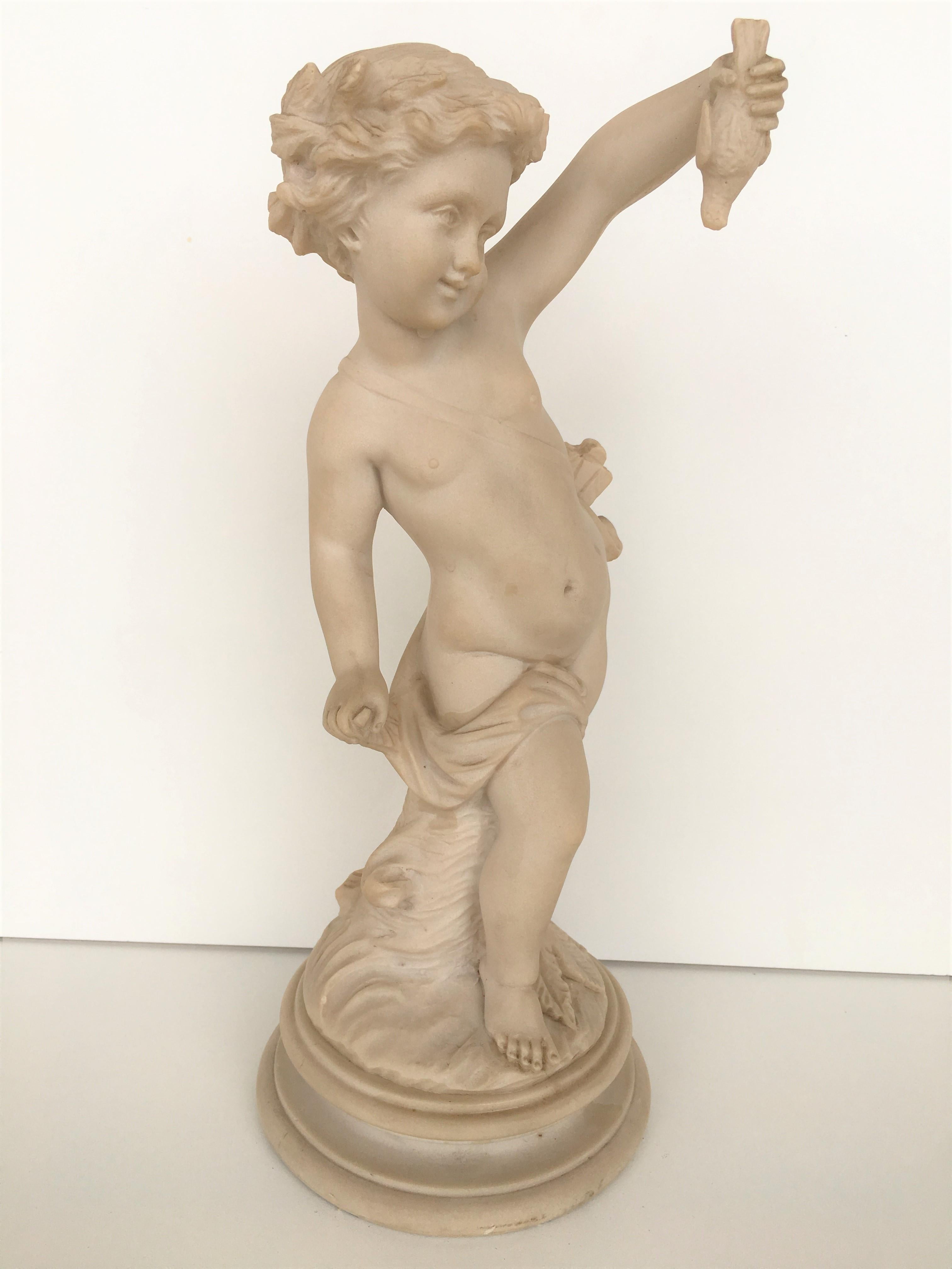 Antique Parian Porcelain bisque sculpture centrepiece cherub.