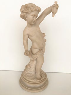 Antique Parian Porcelain Bisque Sculpture Centrepiece Cherub