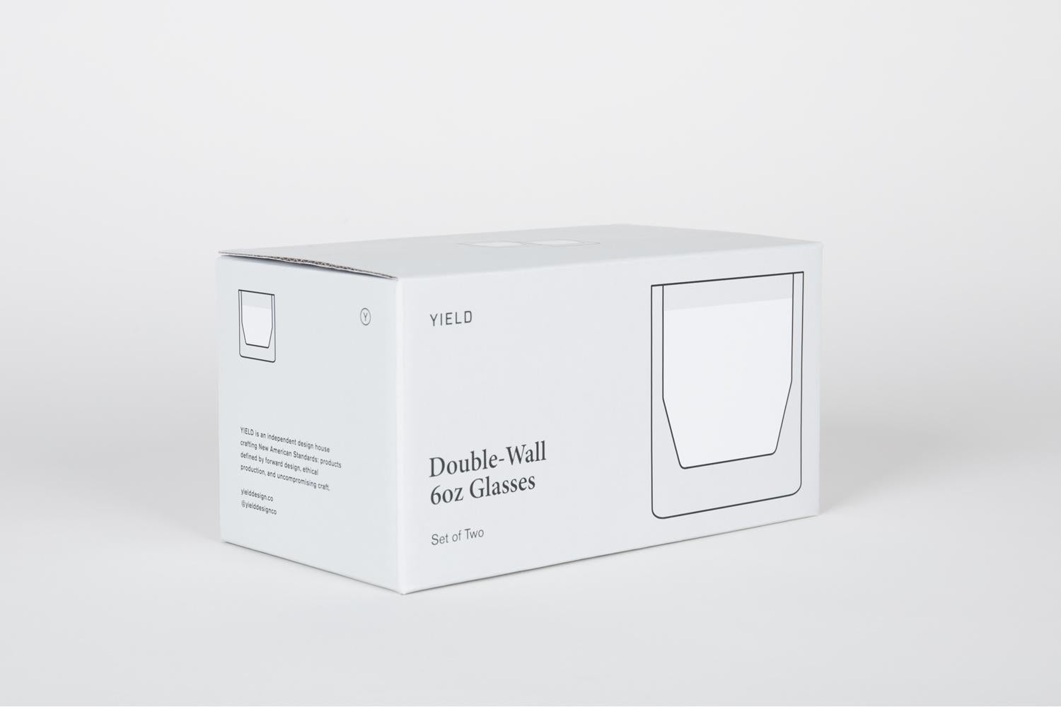 Sold as a set of two glasses.

A perfect glass for any occasion. The double-wall glass provides insulation suitable for use with hot or cold drinks. Double-wall glass insulates for a cool to touch experience without the need for a handle. The form