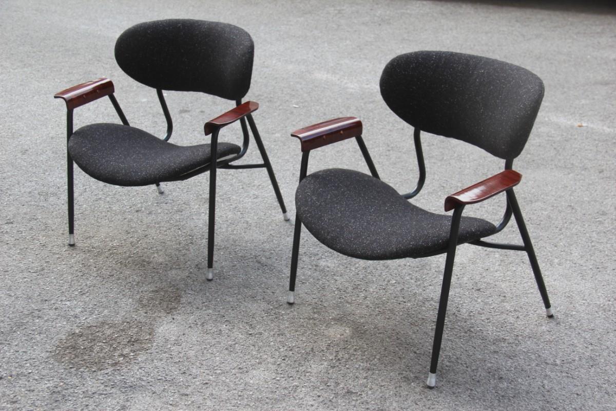 Mid-Century Modern chairs Gastone Rinaldi for RIMA Design 1950s Black.