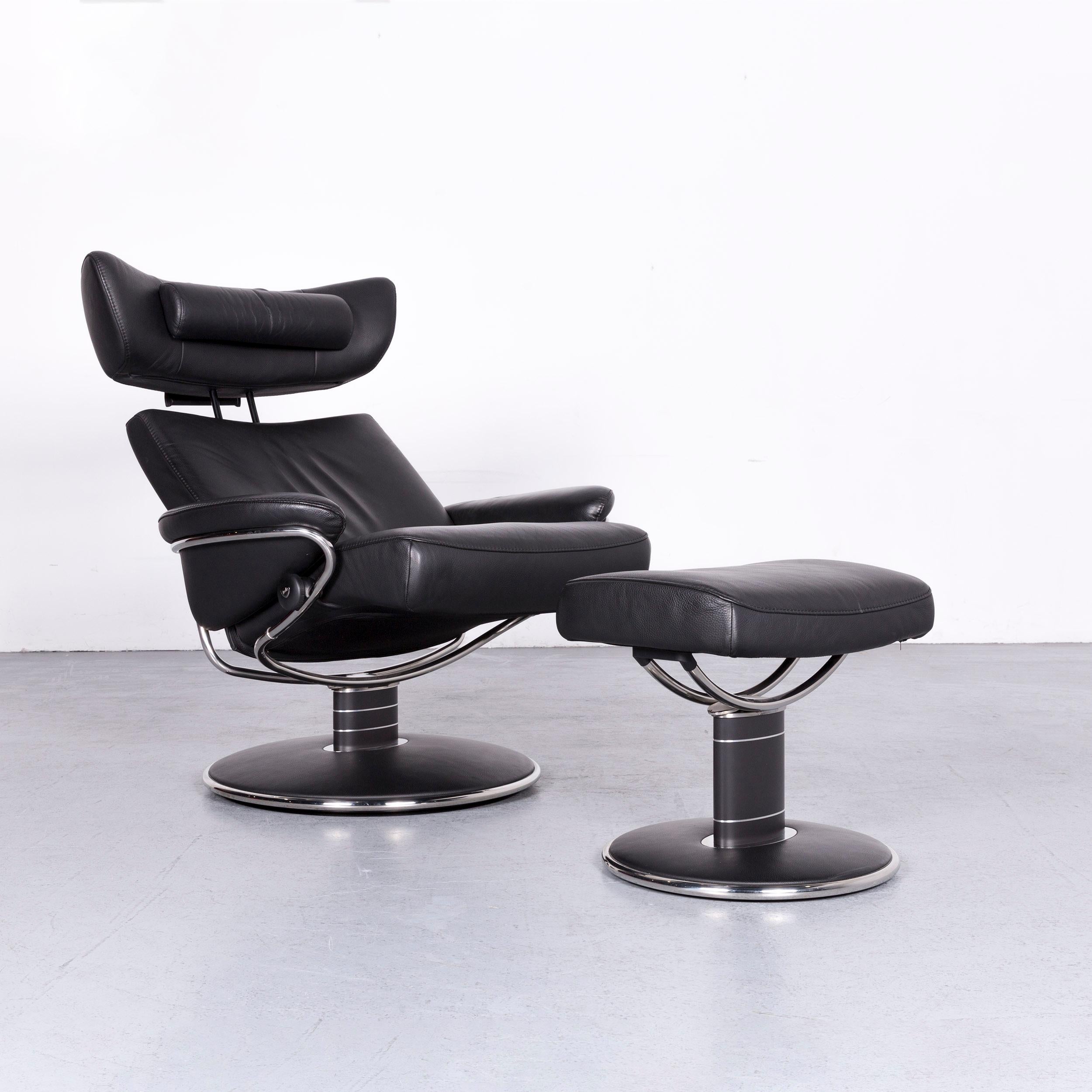 We bring to you an Ekornes Stressless Jazz L designer leather office chair black recliner.