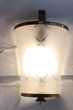 Coppia di lampade Brusotti in ottone Greene & Greene lavorate a forma di diamanti