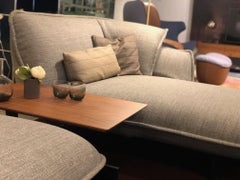 Grey Fabric Beam Sofa Sectional in Warm Grey with Pillows, Cassina